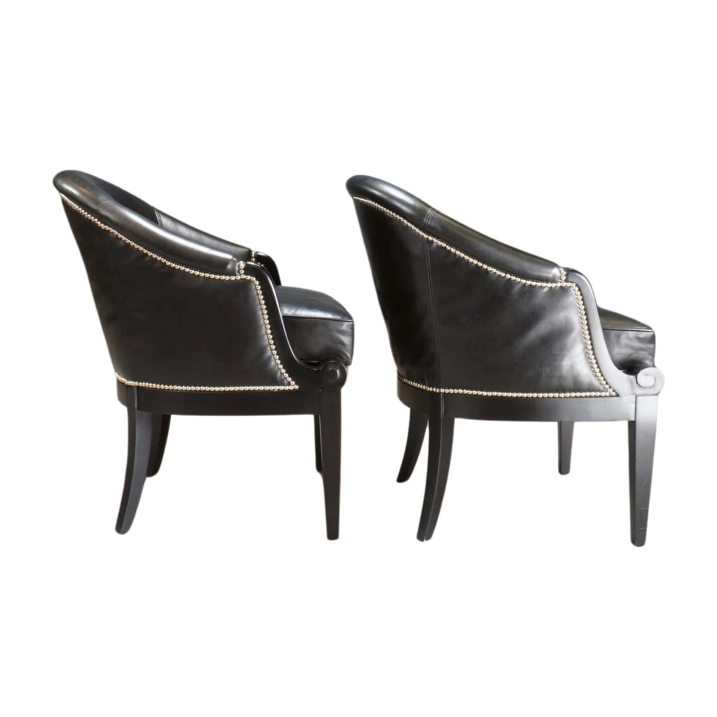 Pelle Sedie Duchess di Ralph Lauren in pelle nera, set di due sedie