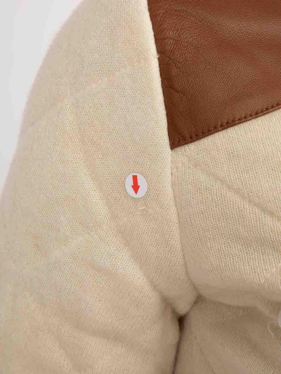 Ralph Lauren Ecru Cashmere Leather Panel Jacket Size S 3