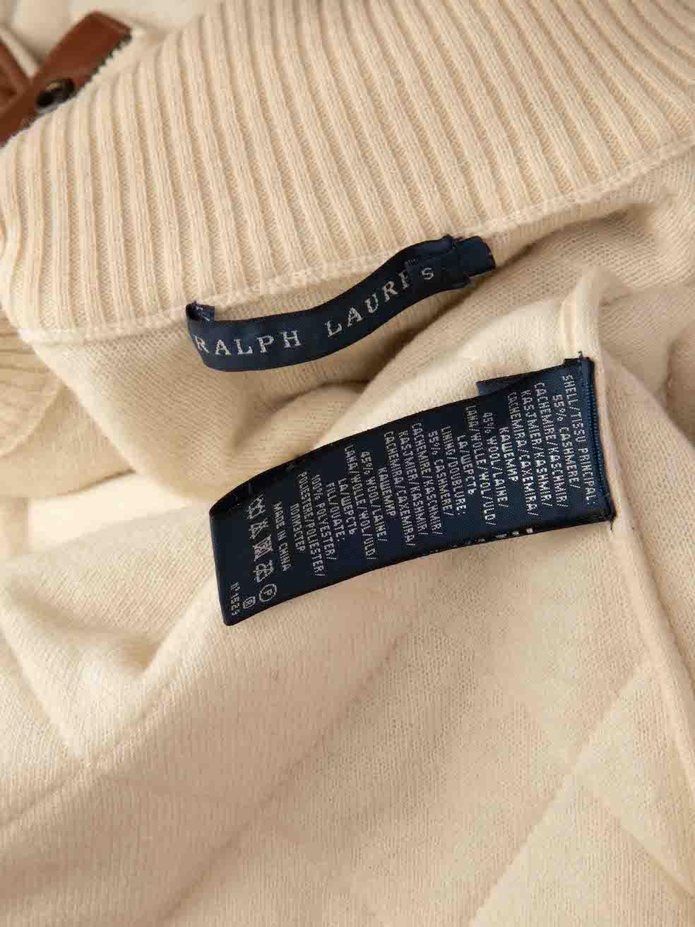 Ralph Lauren Ecru Cashmere Leather Panel Jacket Size S For Sale 4