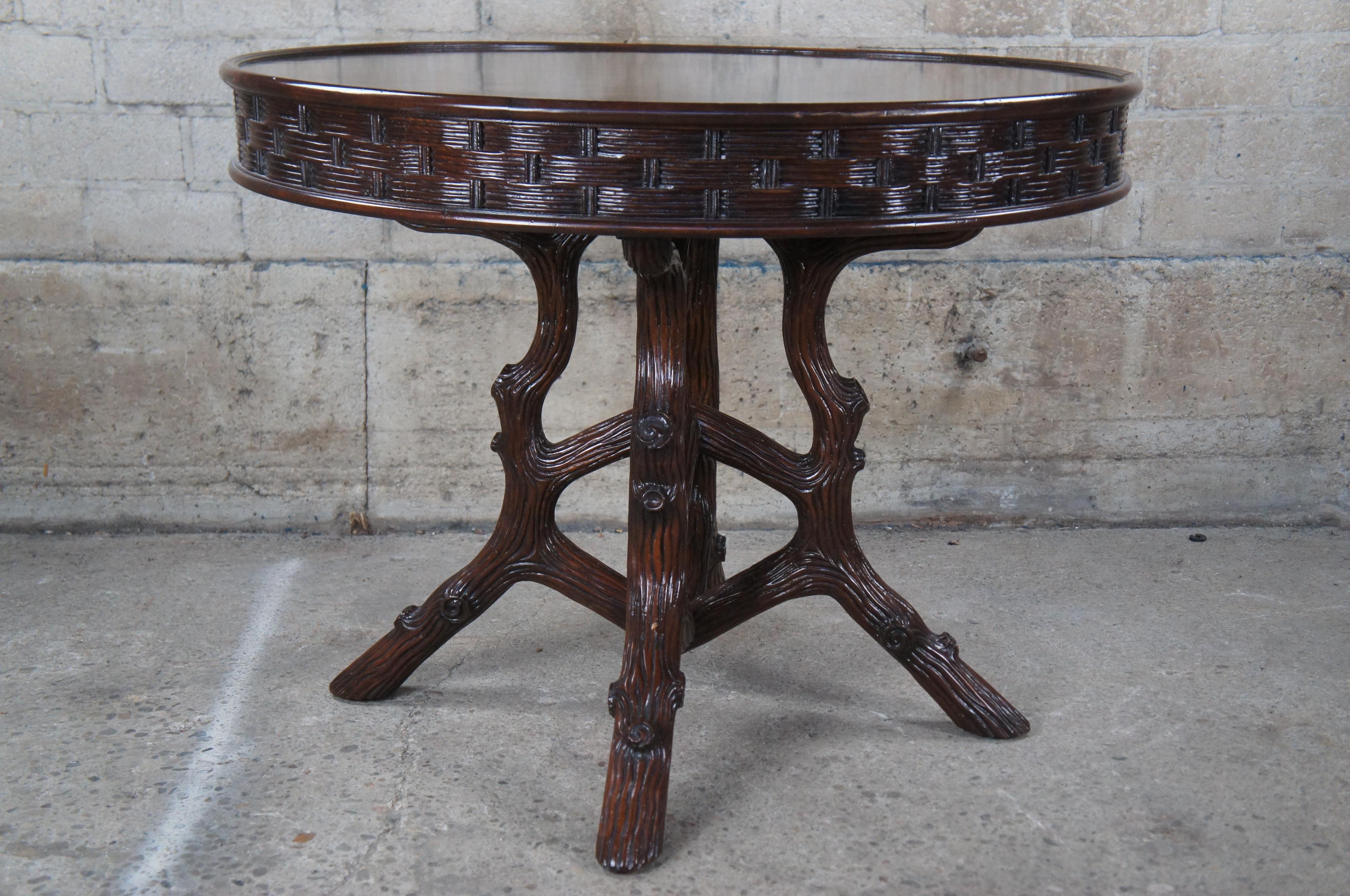 Ralph Lauren Ej Victor Oak Basket Weave Rustic Tree Center Side Accent Table 7