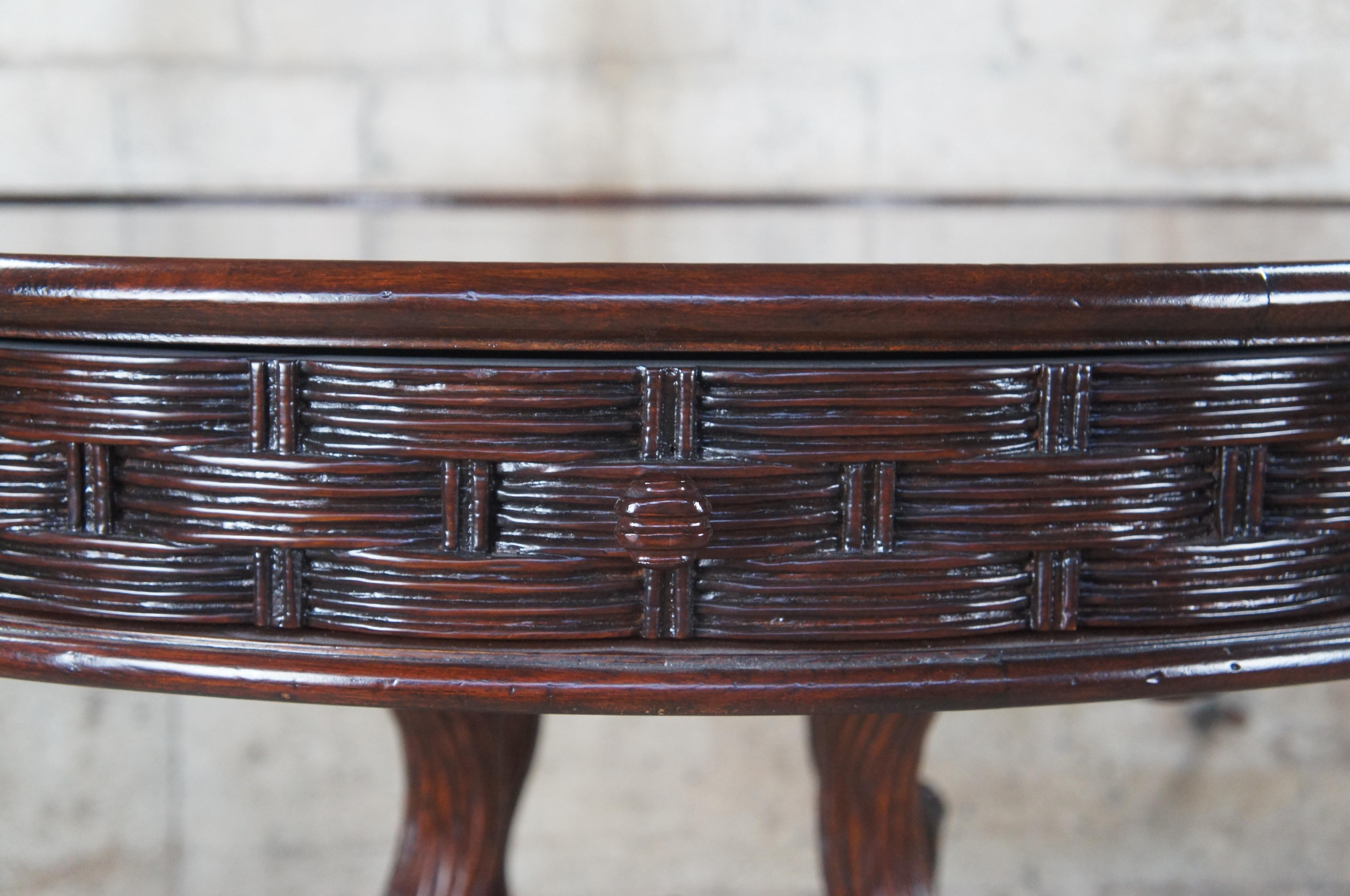 Ralph Lauren Ej Victor Oak Basket Weave Rustic Tree Center Side Accent Table 2