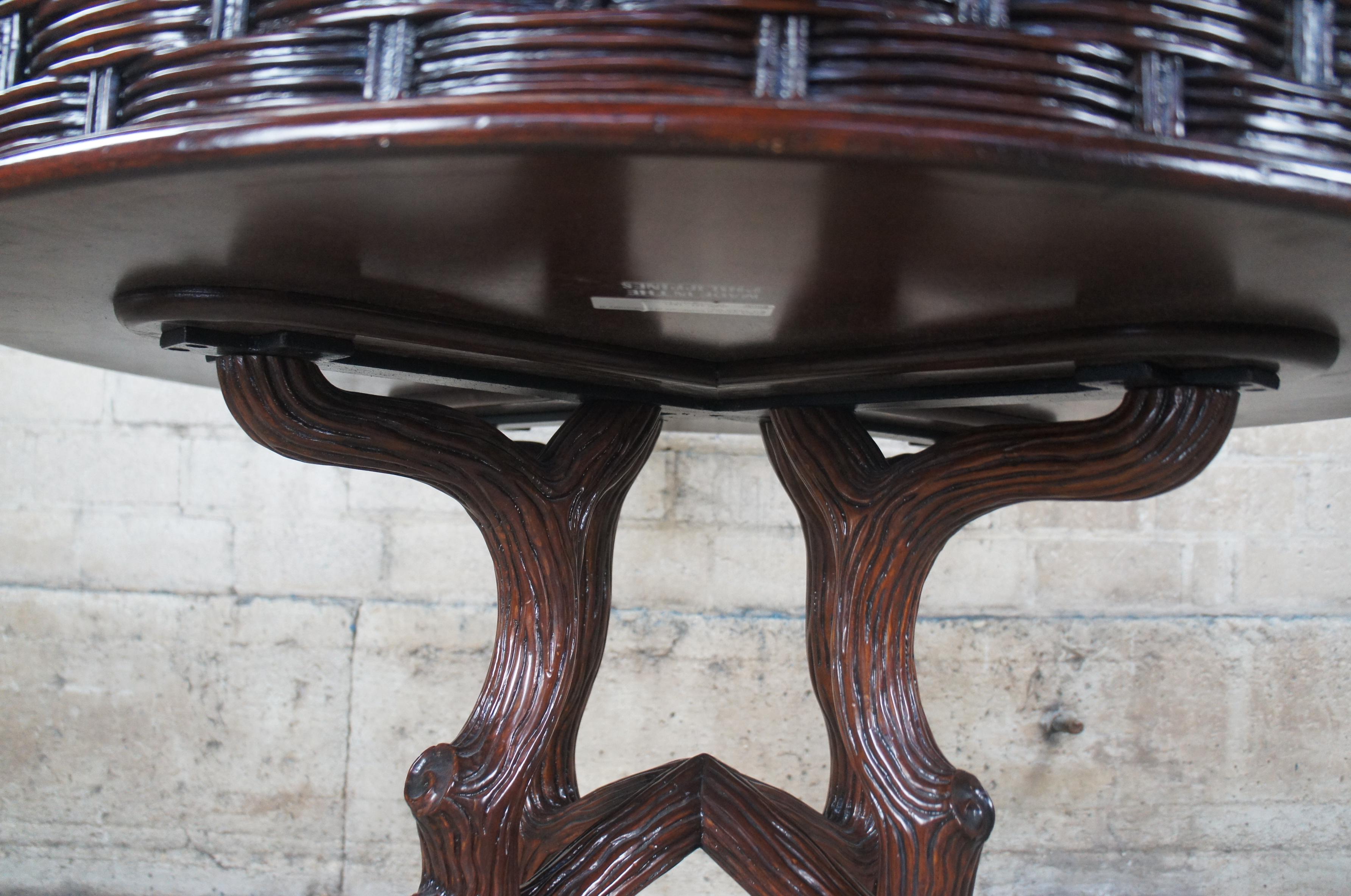 Ralph Lauren Ej Victor Oak Basket Weave Rustic Tree Center Side Accent Table 4