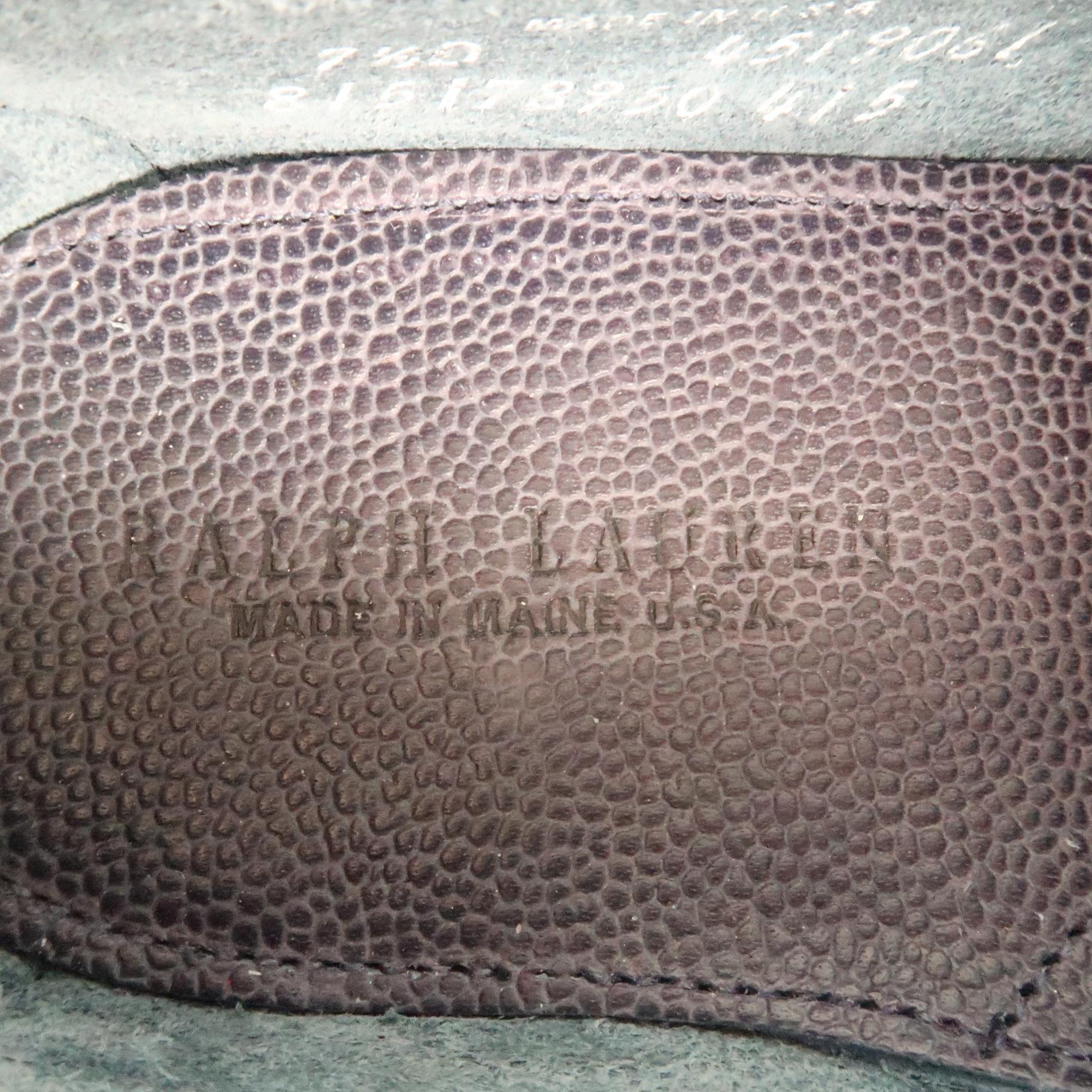 RALPH LAUREN Eltham II Country Grain Size 7.5 Navy Solid Leather Penny Loafers In Excellent Condition In San Francisco, CA