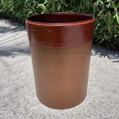 Ralph Lauren Embossed Alligator Leather Waste Bin Basket or Umbrella Cane Holder