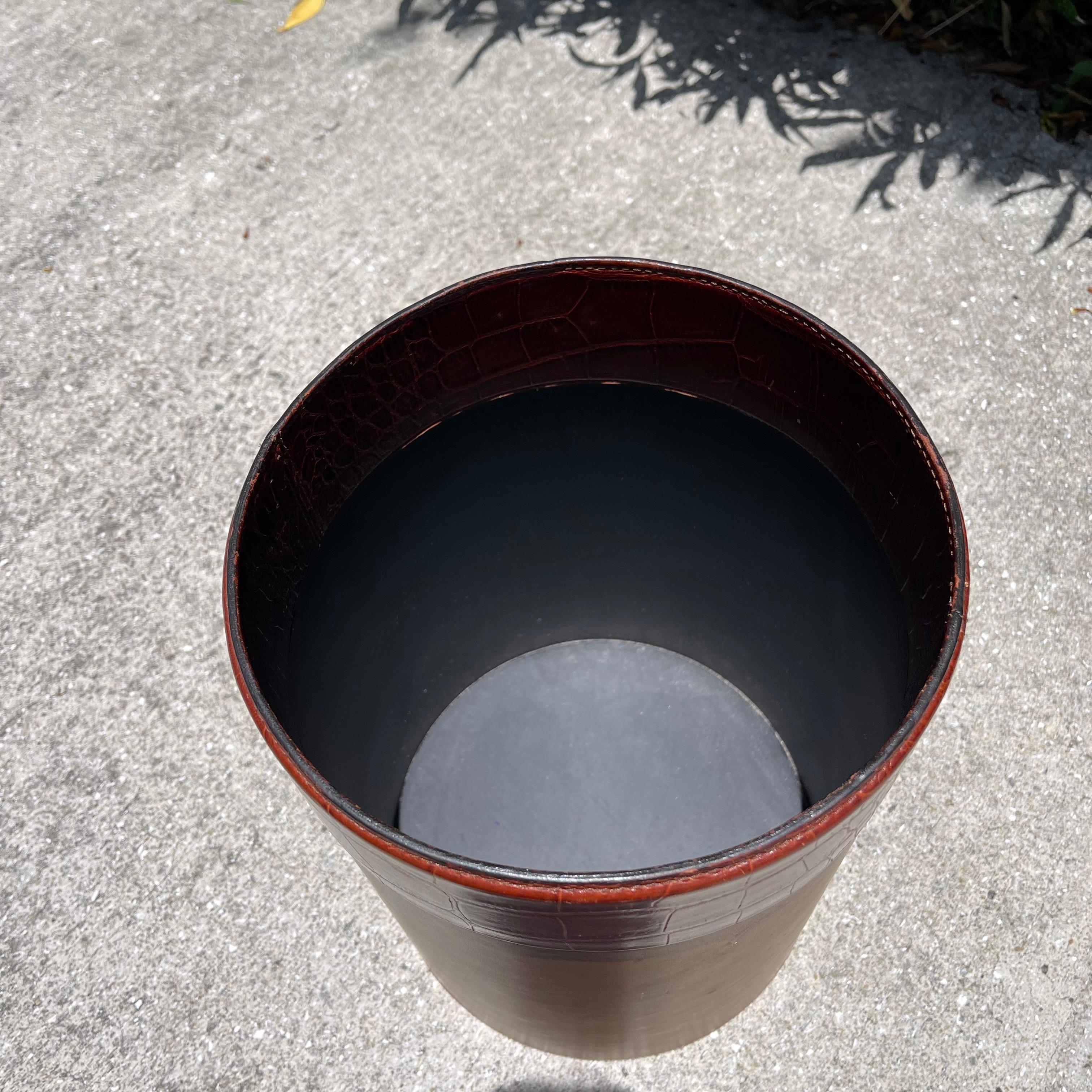 20th Century Ralph Lauren Embossed Alligator Leather Waste Bin Basket or Umbrella Cane Holder