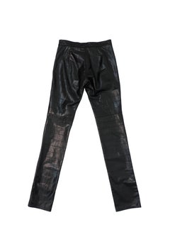 Ralph Lauren Embossed Black Leather Pants