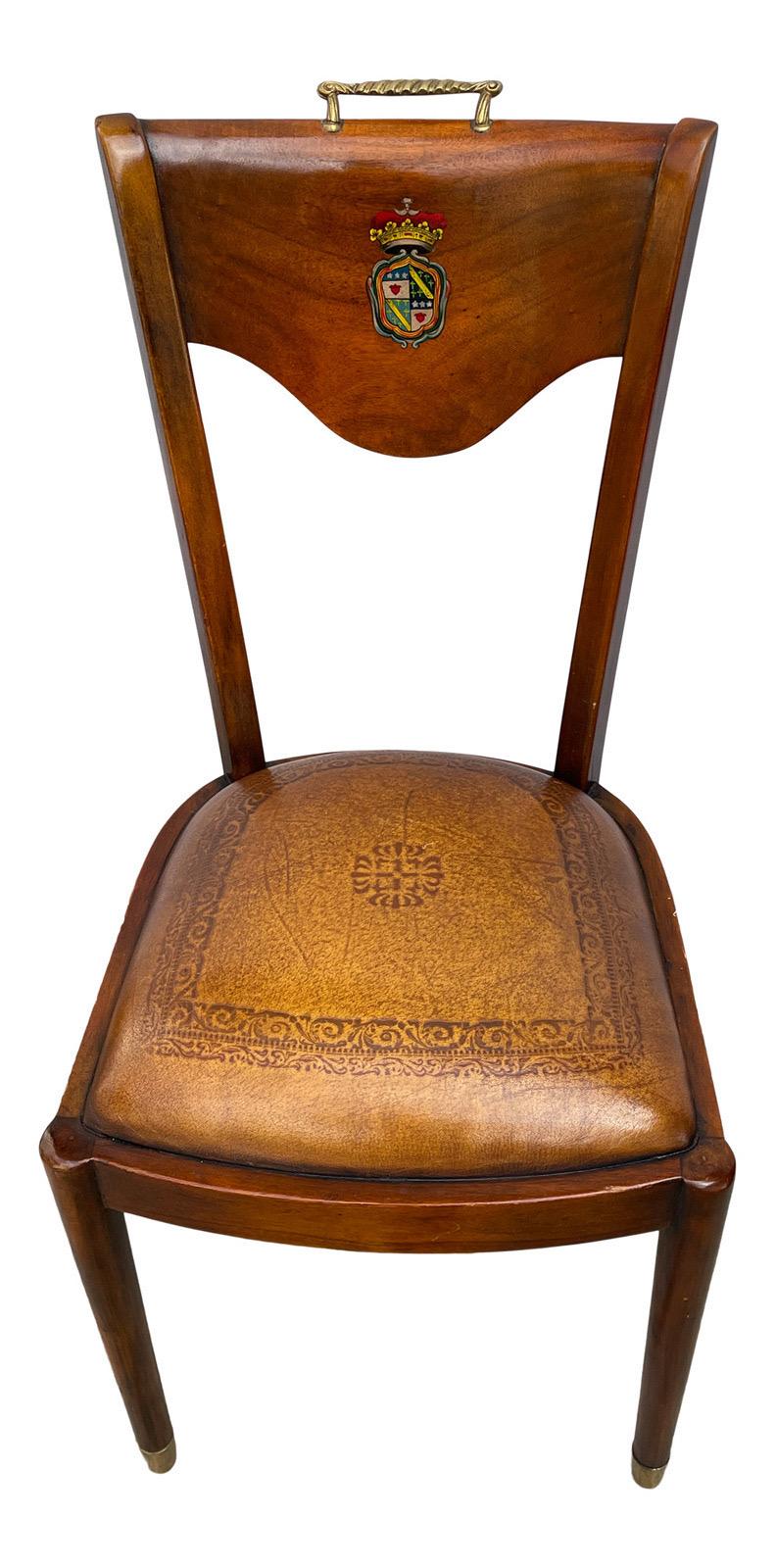 Regency Ralph Lauren Embossed Leather & Wood Side or Desk Chair