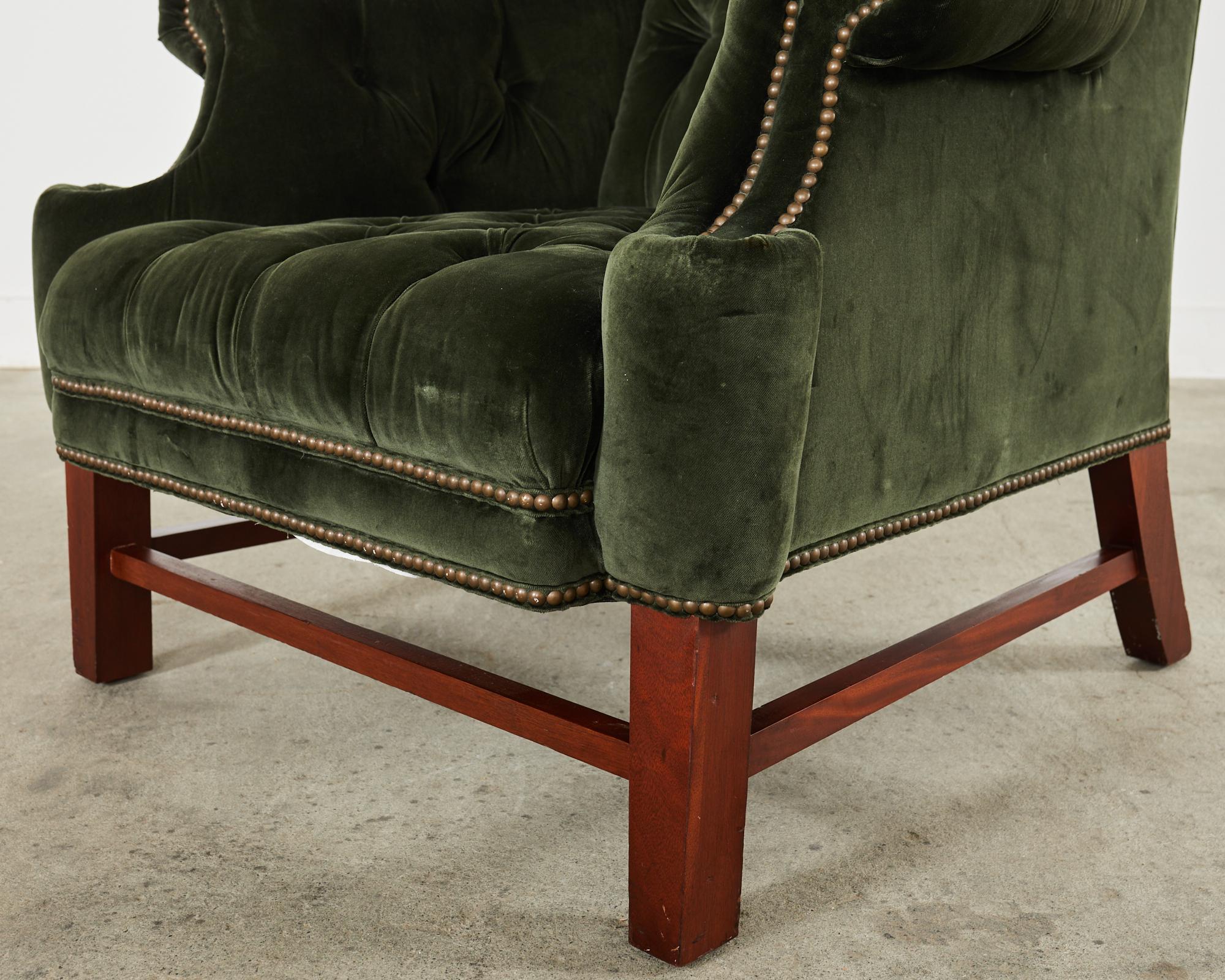 Ralph Lauren, chaise et pouf Devonshire de style géorgien anglais Bon état - En vente à Rio Vista, CA