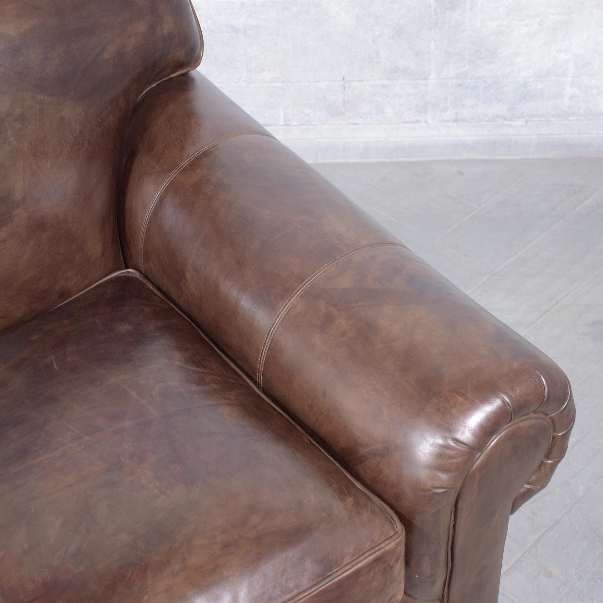 Ralph Lauren English Roll-Arm Leather Sofa in Dark Chocolate Brown For Sale 3