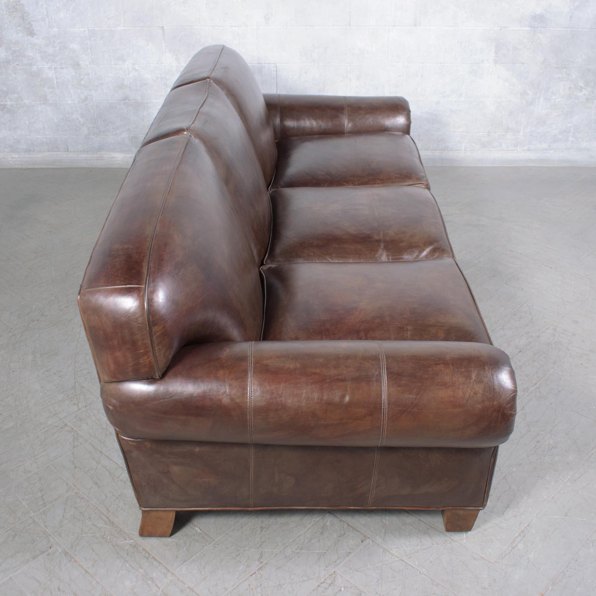 Ralph Lauren English Roll-Arm Leather Sofa in Dark Chocolate Brown For Sale 4