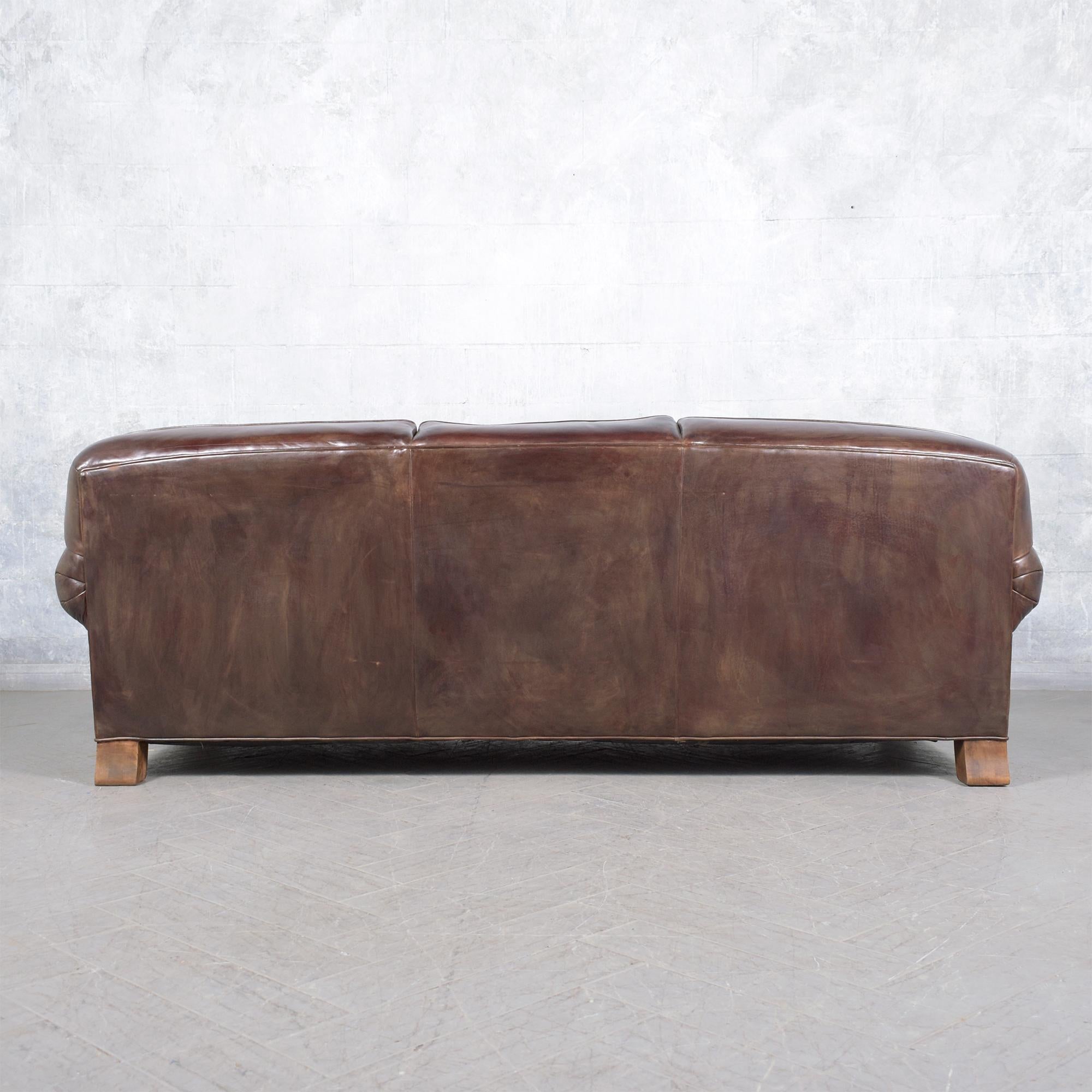 Ralph Lauren English Roll-Arm Leather Sofa in Dark Chocolate Brown For Sale 5