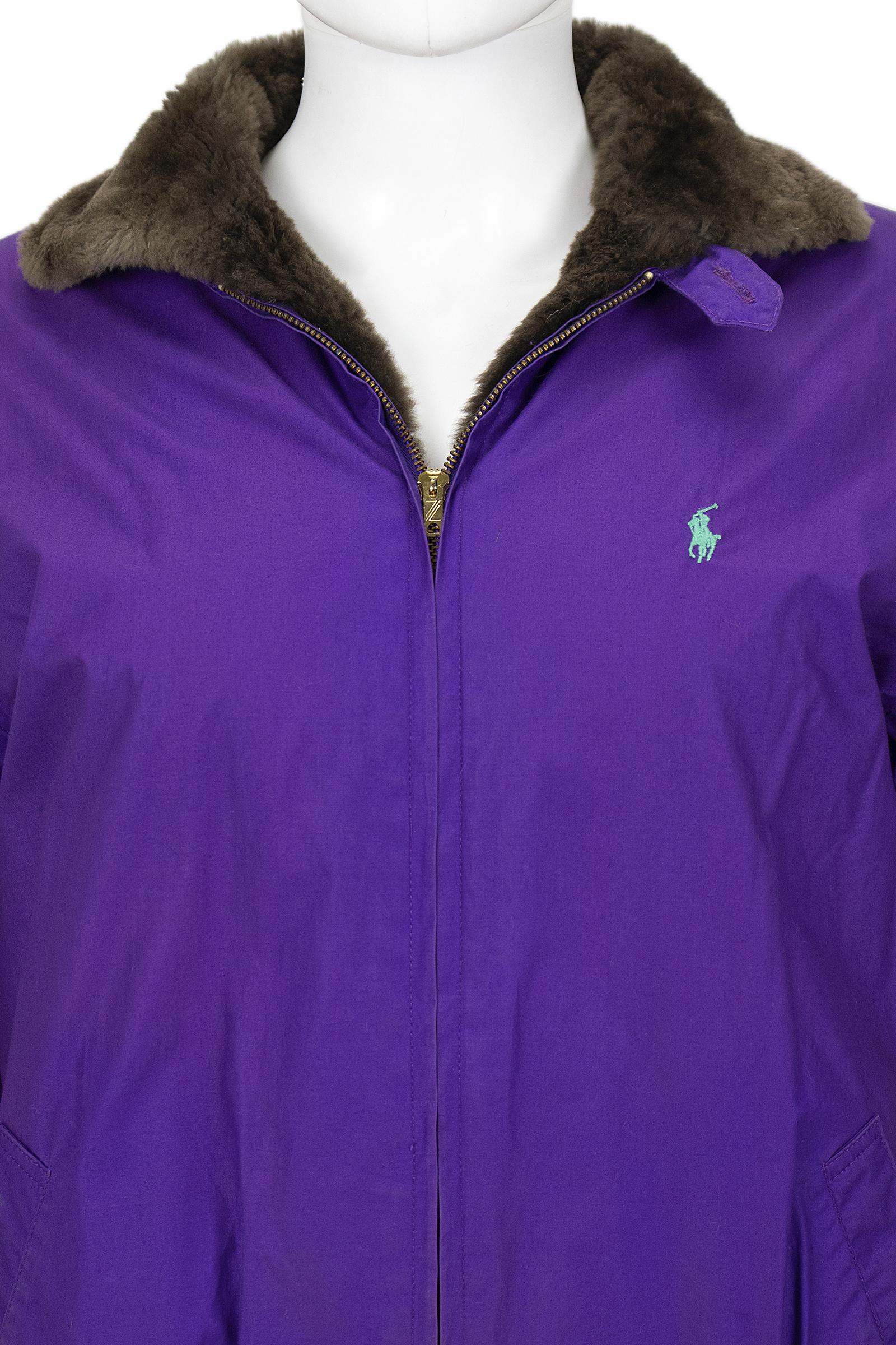 Ralph Lauren Espresso Sheared Mink and Purple Reversible Bomber Jacket In Good Condition In Los Angeles, CA