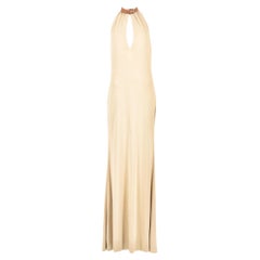 Ralph Lauren F/W 2001 tan plunging leather choker gown