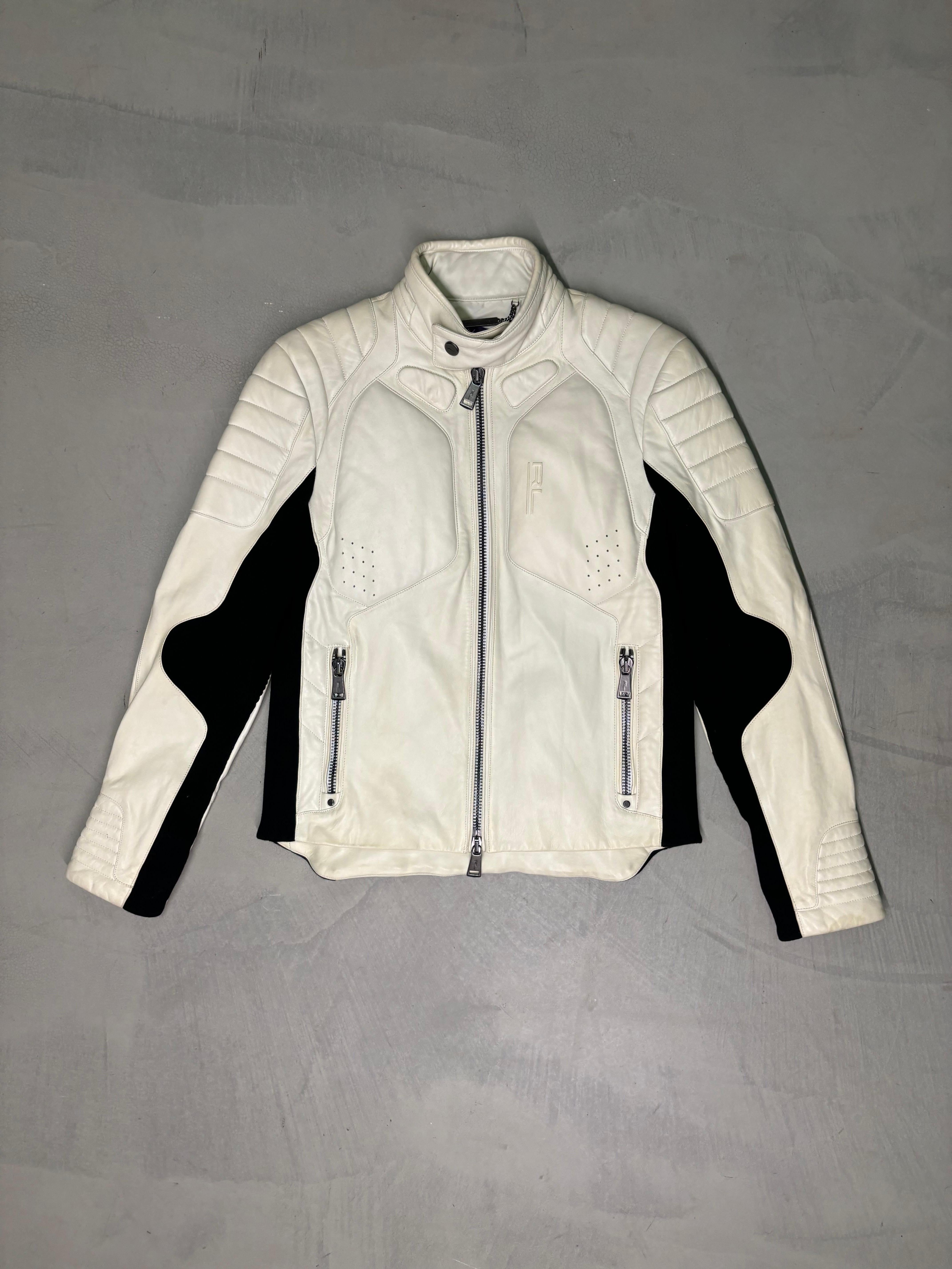 - Ralph Lauren
- Sold by Gold Palms Vintage
- Fall Winter 2017 Collection
- Off white leather biker jacket 
- Soft padded shoulders and elbows 
- 100% Lamb leather
- Slight yellowing on the wrists and back
- Size US 4 (IT 38)
- New with