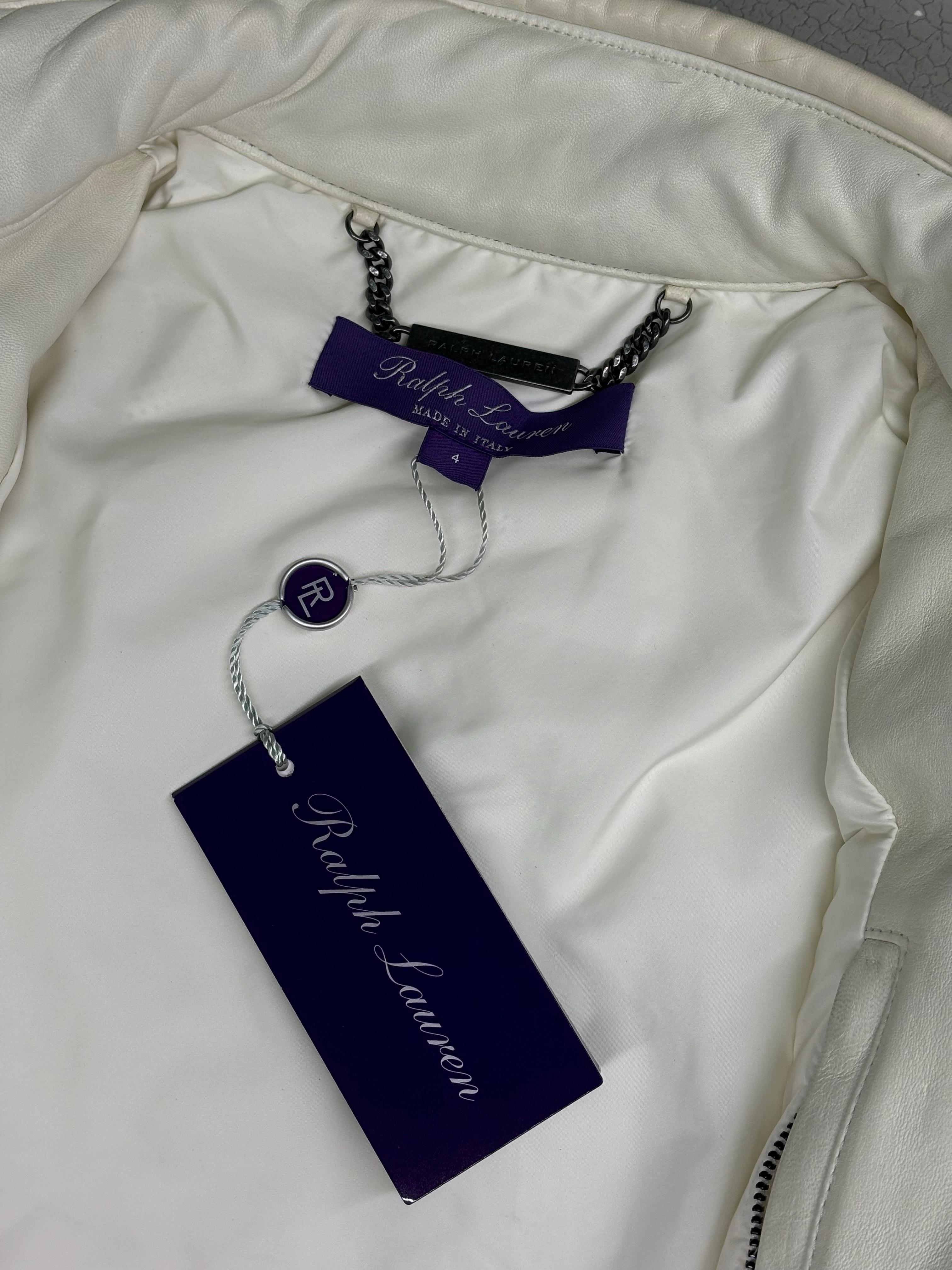 Women's Ralph Lauren F/W 2017 off white leather biker jacket For Sale