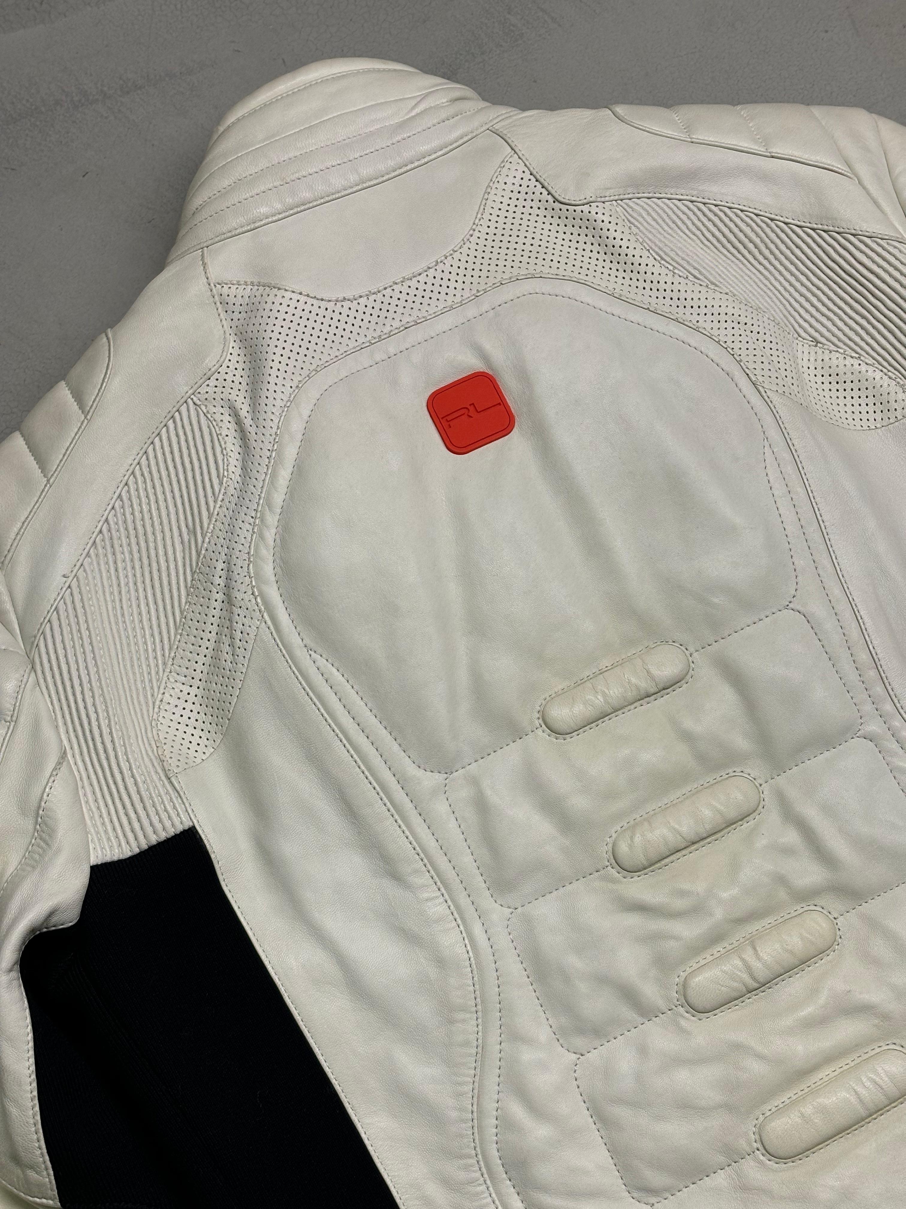 Ralph Lauren F/W 2017 off white leather biker jacket For Sale 2