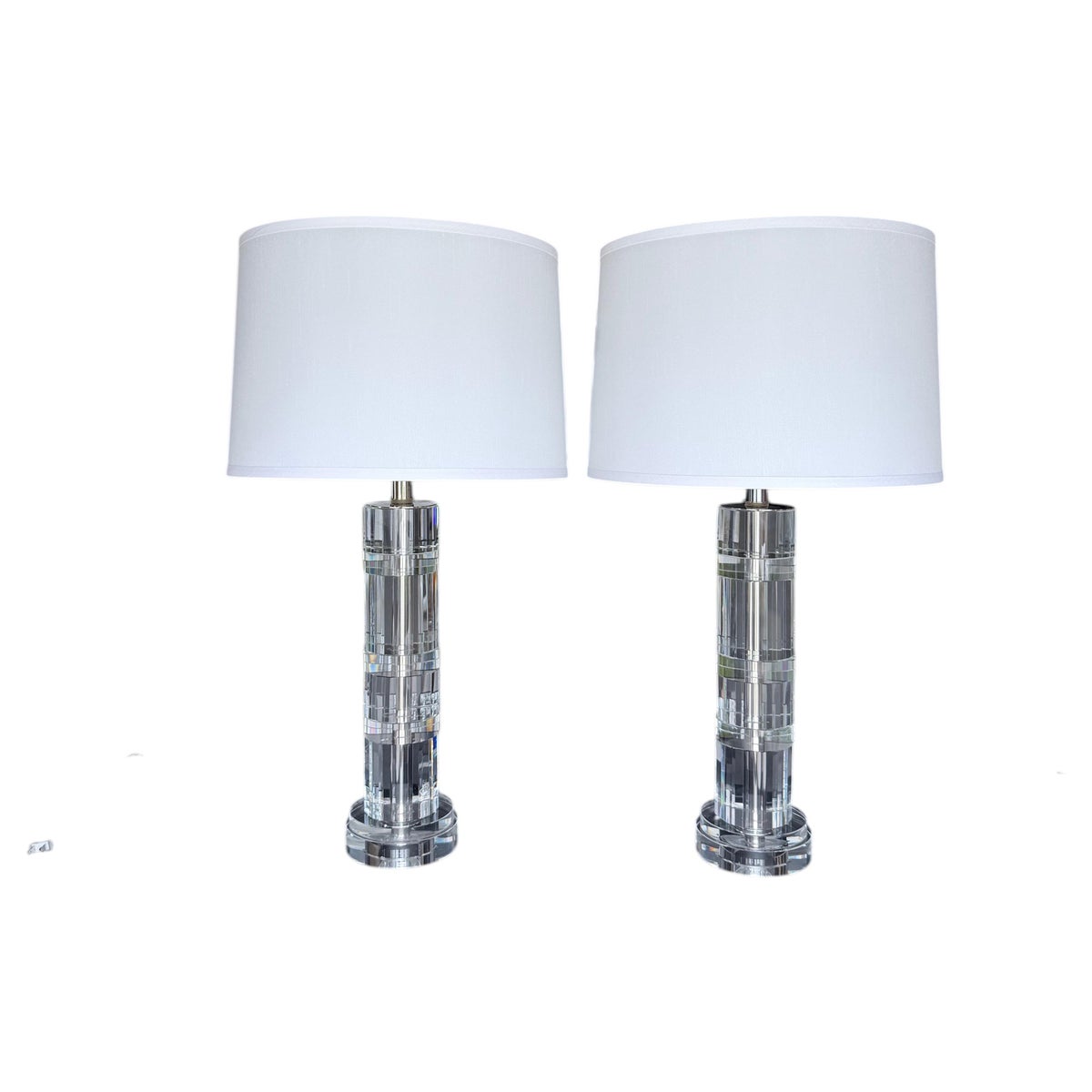 Ralph Lauren Faceted Crystal Table Lamps, Pair