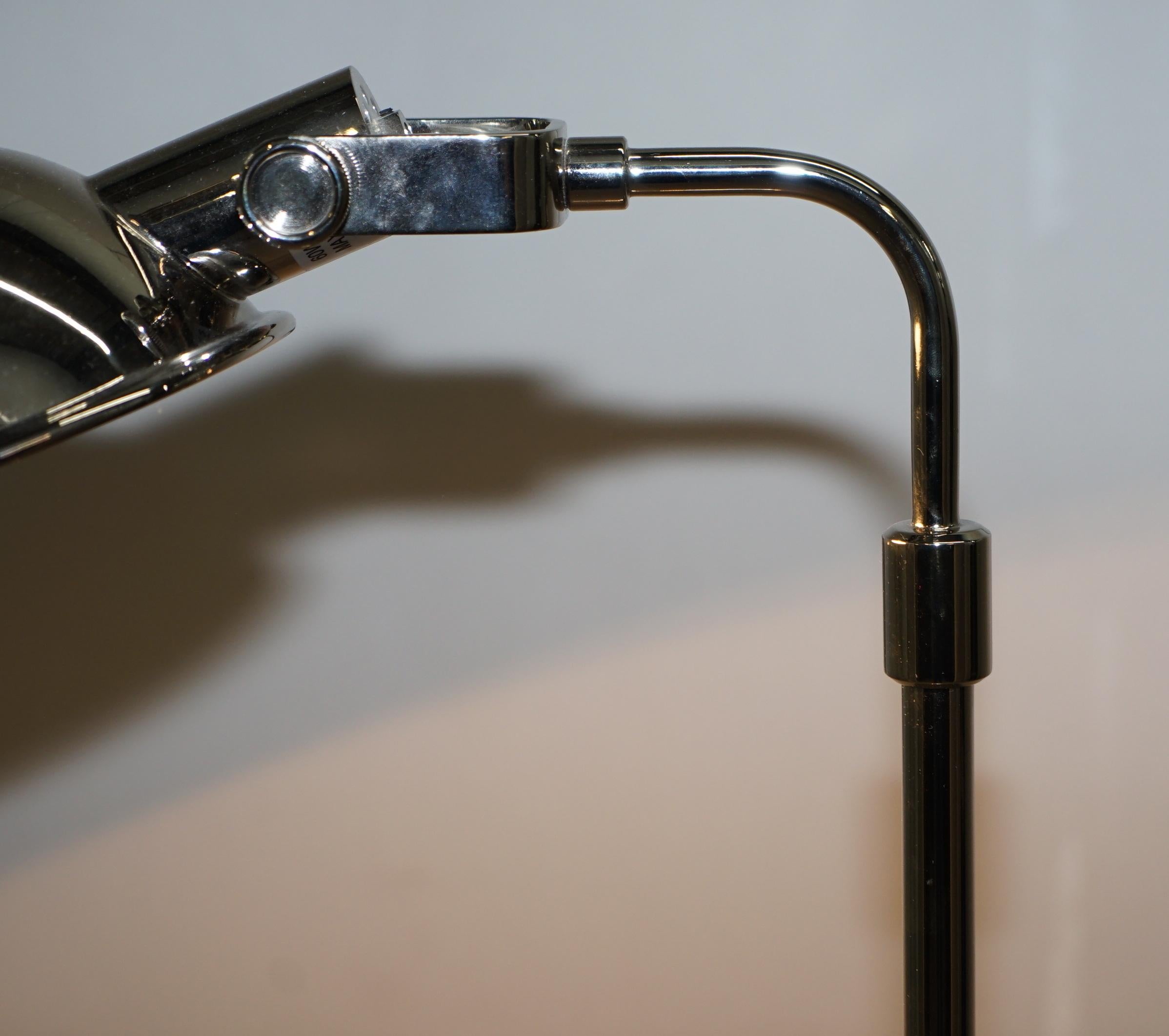 20th Century Ralph Lauren Fairfield Pharmacy Chrome Floor Standing Height Adjustable Lamp