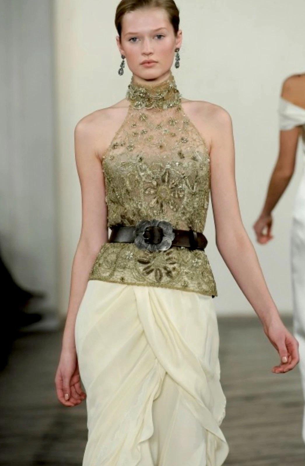 Ralph Lauren Autunno 2009 - Top in pizzo con perline e gonna a cascata in seta - Set da passerella in vendita 1