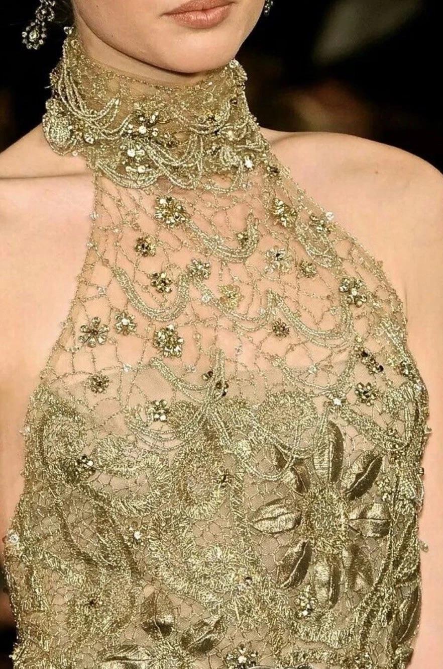 Ralph Lauren Autunno 2009 - Top in pizzo con perline e gonna a cascata in seta - Set da passerella in vendita 3