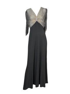 Ralph Lauren Fall 2011 Runway Black Crepe Gown with Beaded Butterfly Bodice