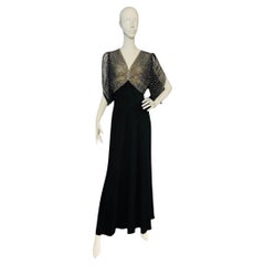 Ralph Lauren Fall 2011 Runway Black Crepe Gown with Beaded Butterfly Bodice