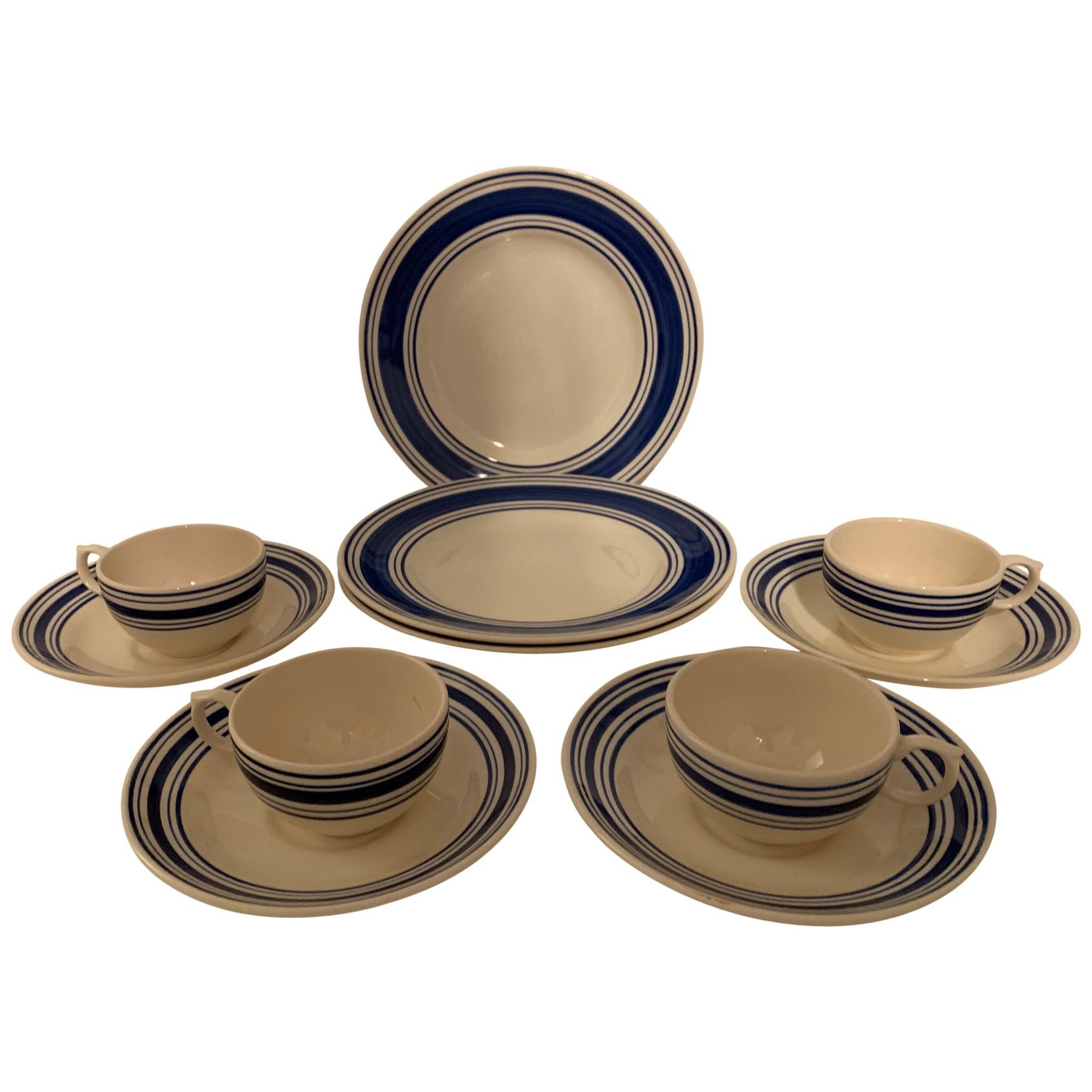 Ralph Lauren Farmstead Ticking Dinnerware Set - 12 pieces For Sale