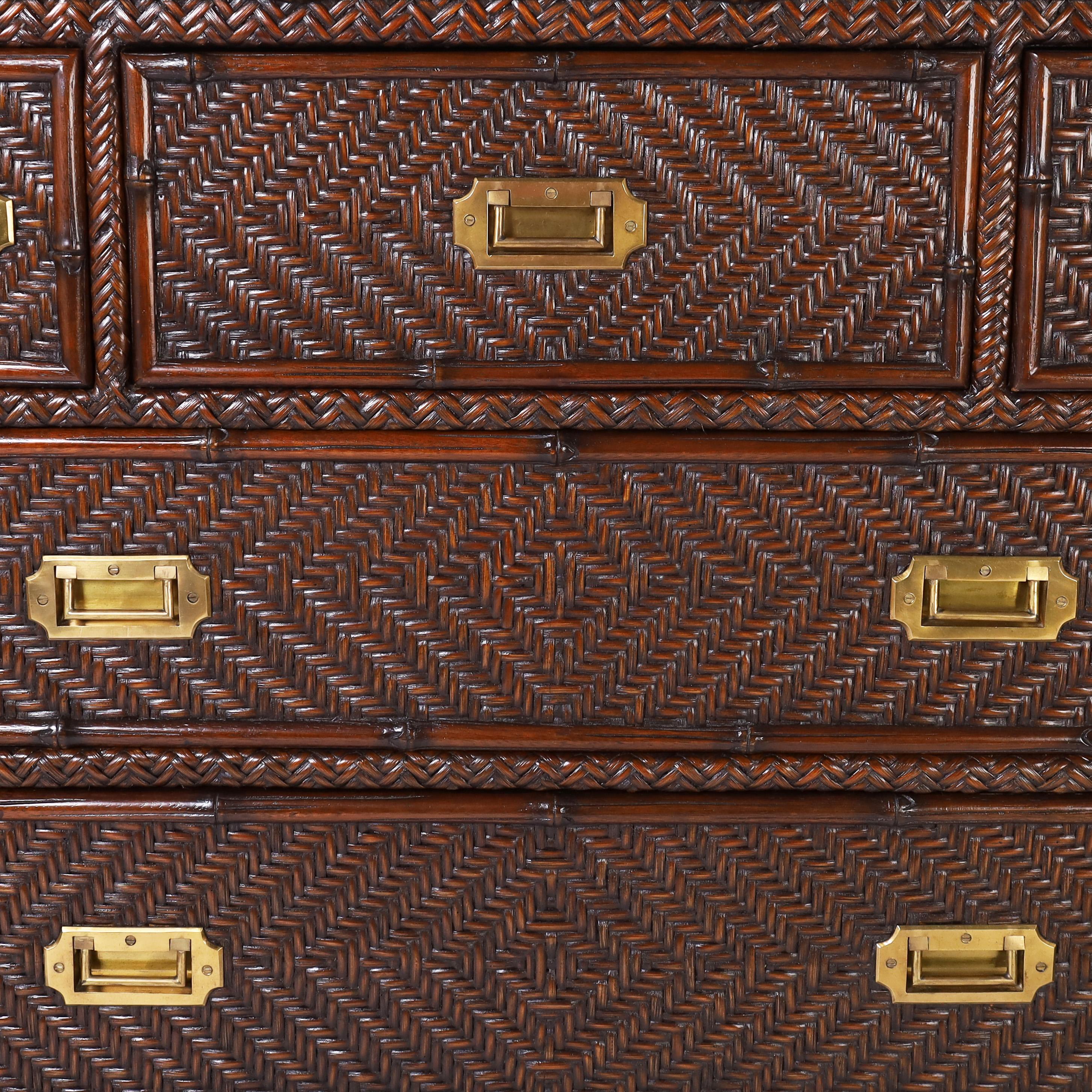 20th Century Ralph Lauren Faux Bamboo and Grasscloth Chest of Drawers