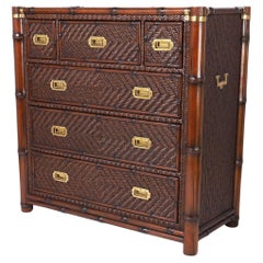 Vintage Ralph Lauren Faux Bamboo and Grasscloth Chest of Drawers