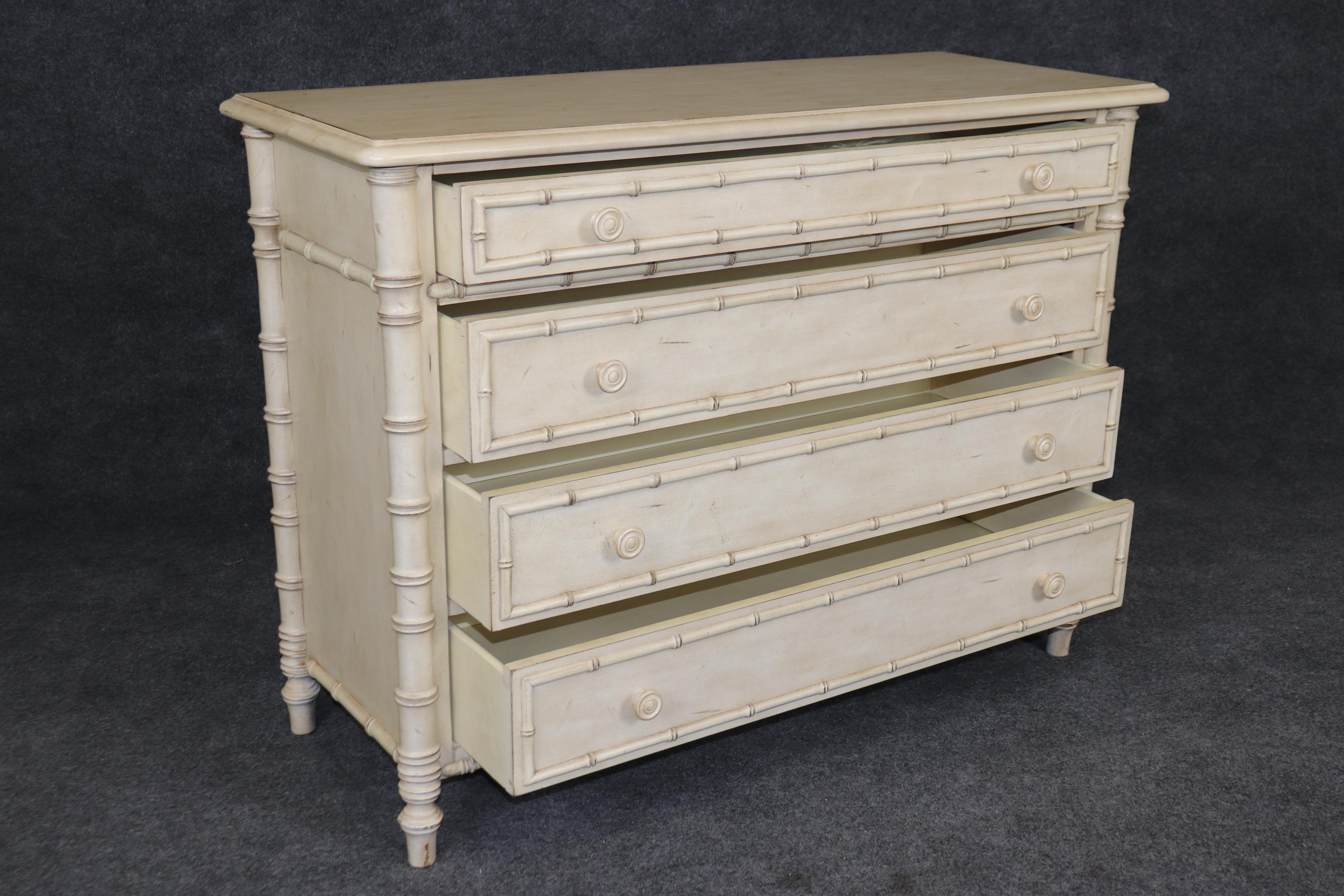 Ralph Lauren Faux Bamboo Distressed Painted Commode Dresser  For Sale 4