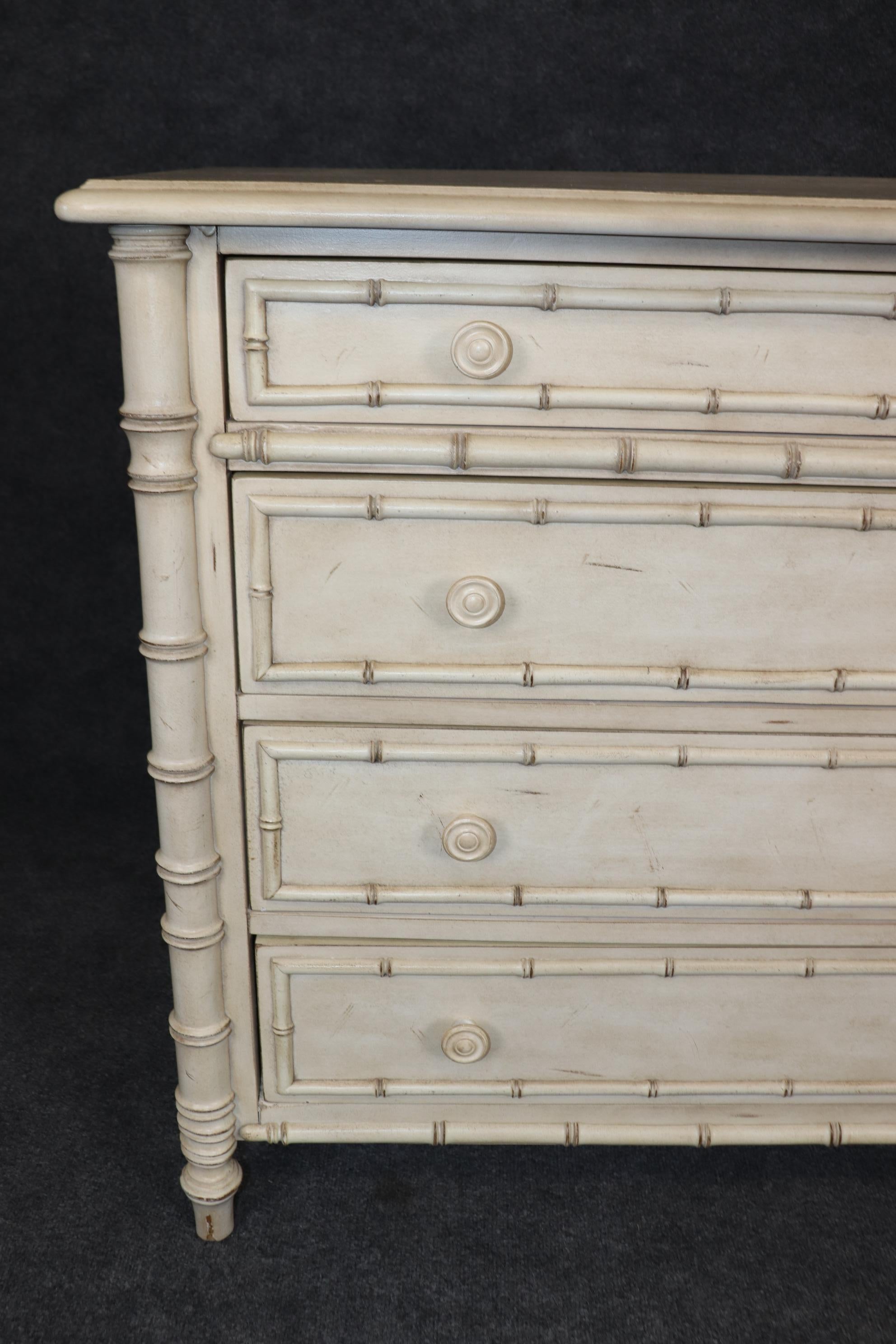 Ralph Lauren Faux Bamboo Distressed Painted Commode Dresser  For Sale 8