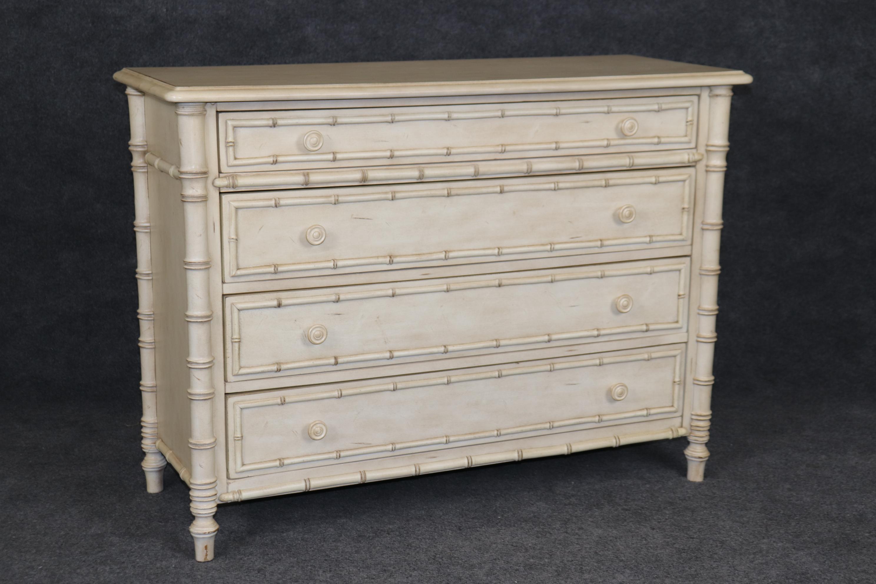 Unknown Ralph Lauren Faux Bamboo Distressed Painted Commode Dresser  For Sale