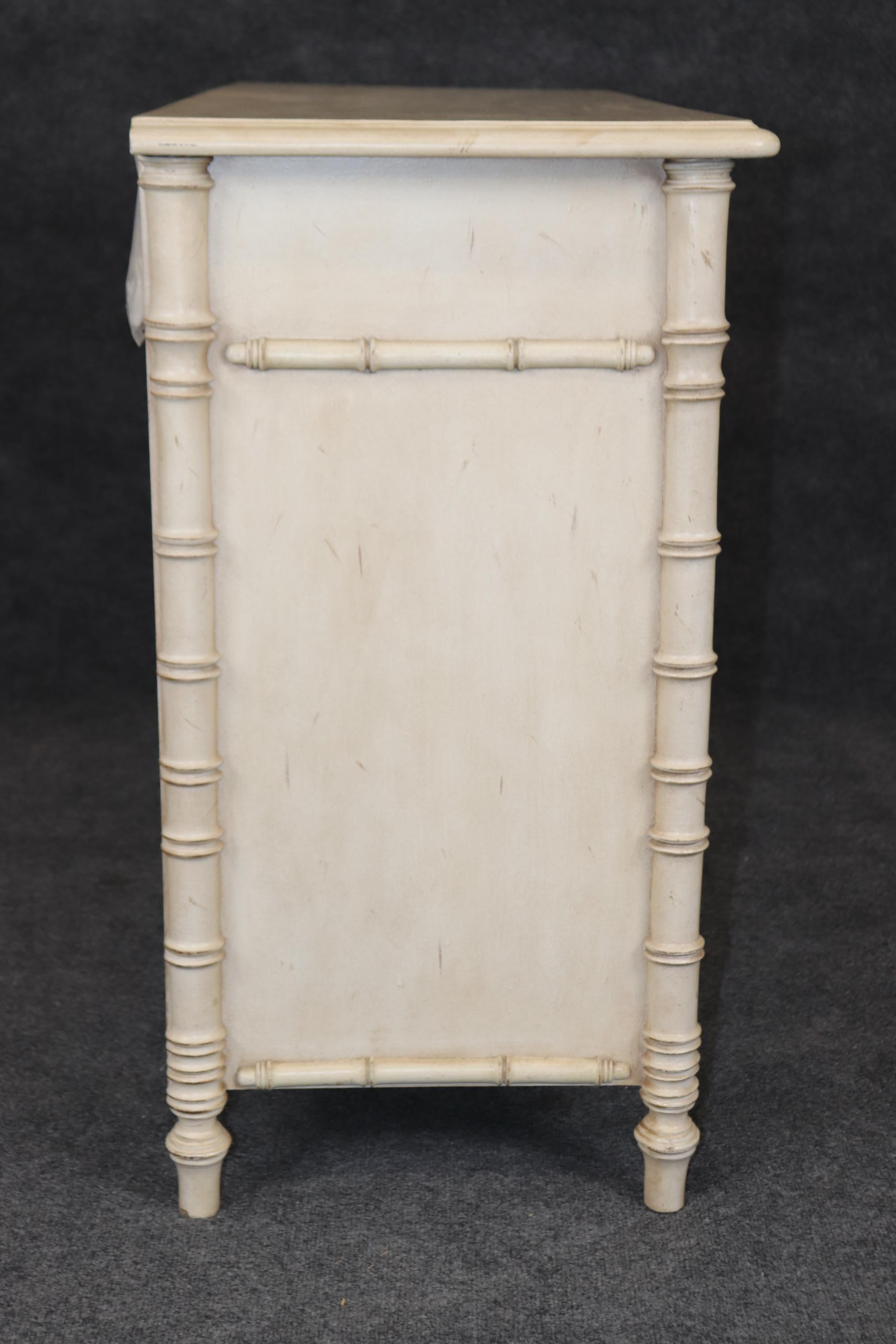 Mahogany Ralph Lauren Faux Bamboo Distressed Painted Commode Dresser  For Sale