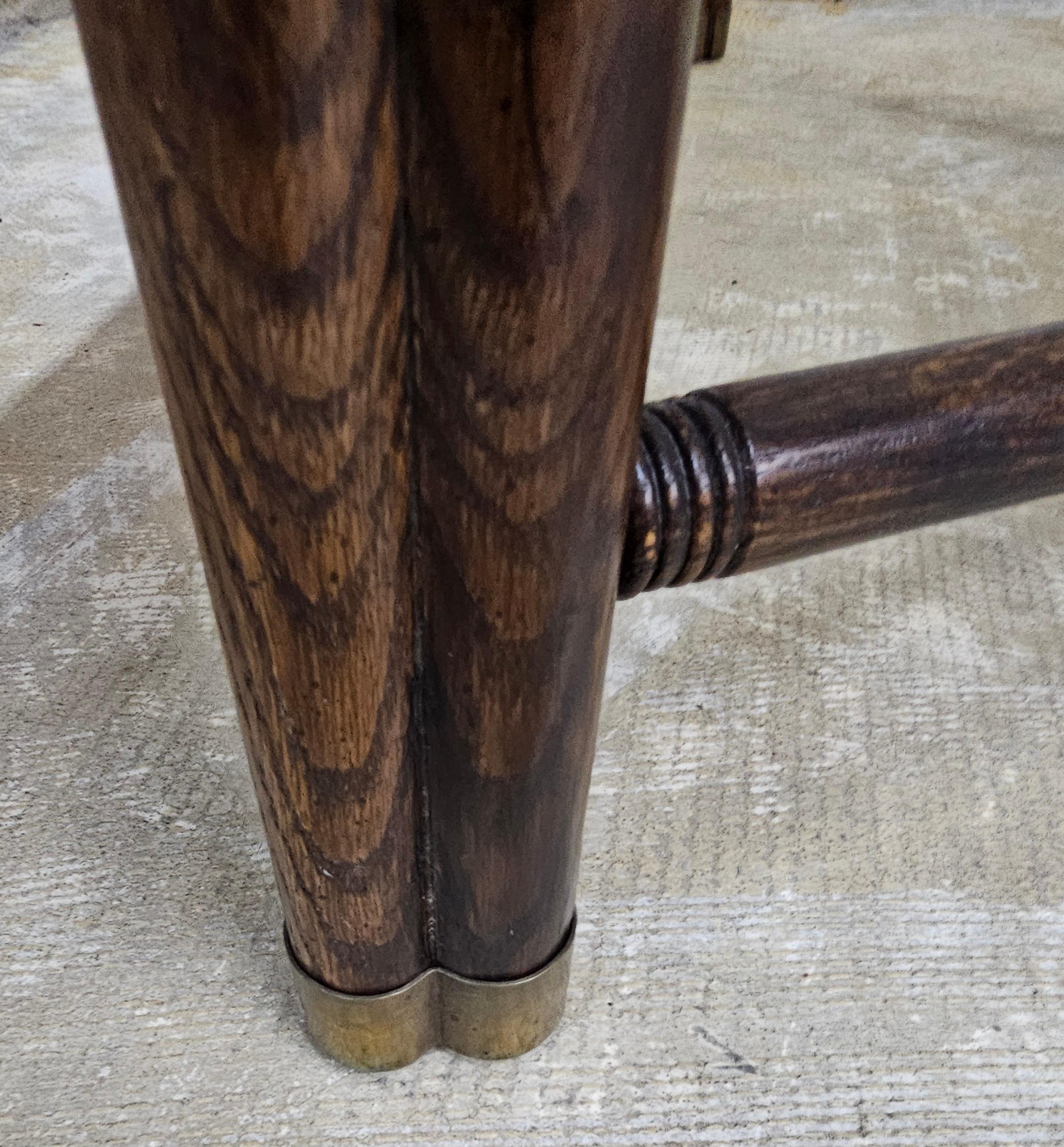 Ralph Lauren Faux Bamboo Walnut and Glass Top with Brass Fittings Coffee Table 4