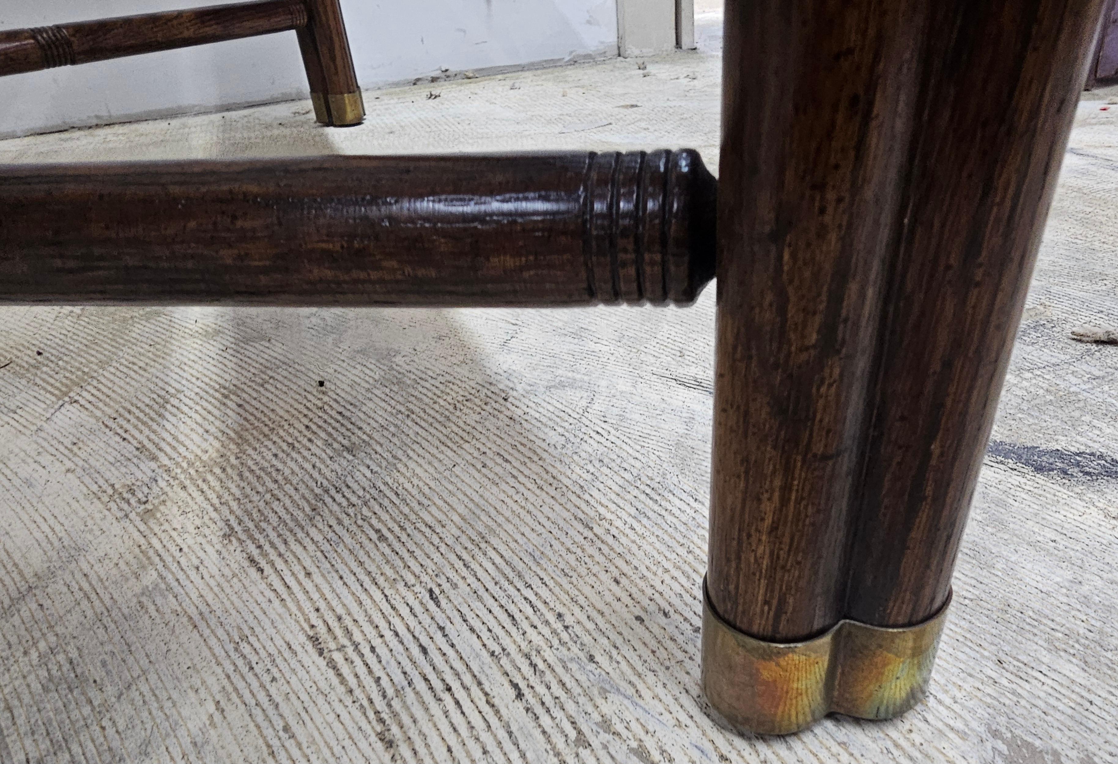 Ralph Lauren Faux Bamboo Walnut and Glass Top with Brass Fittings Coffee Table 1