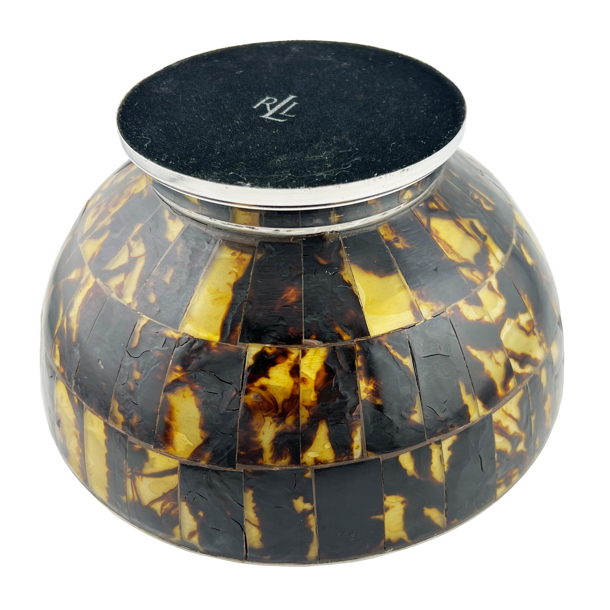 Ralph Lauren Faux Tortoiseshell and Nickel-Plated Centerpiece Bowl In Good Condition For Sale In Oklahoma City, OK
