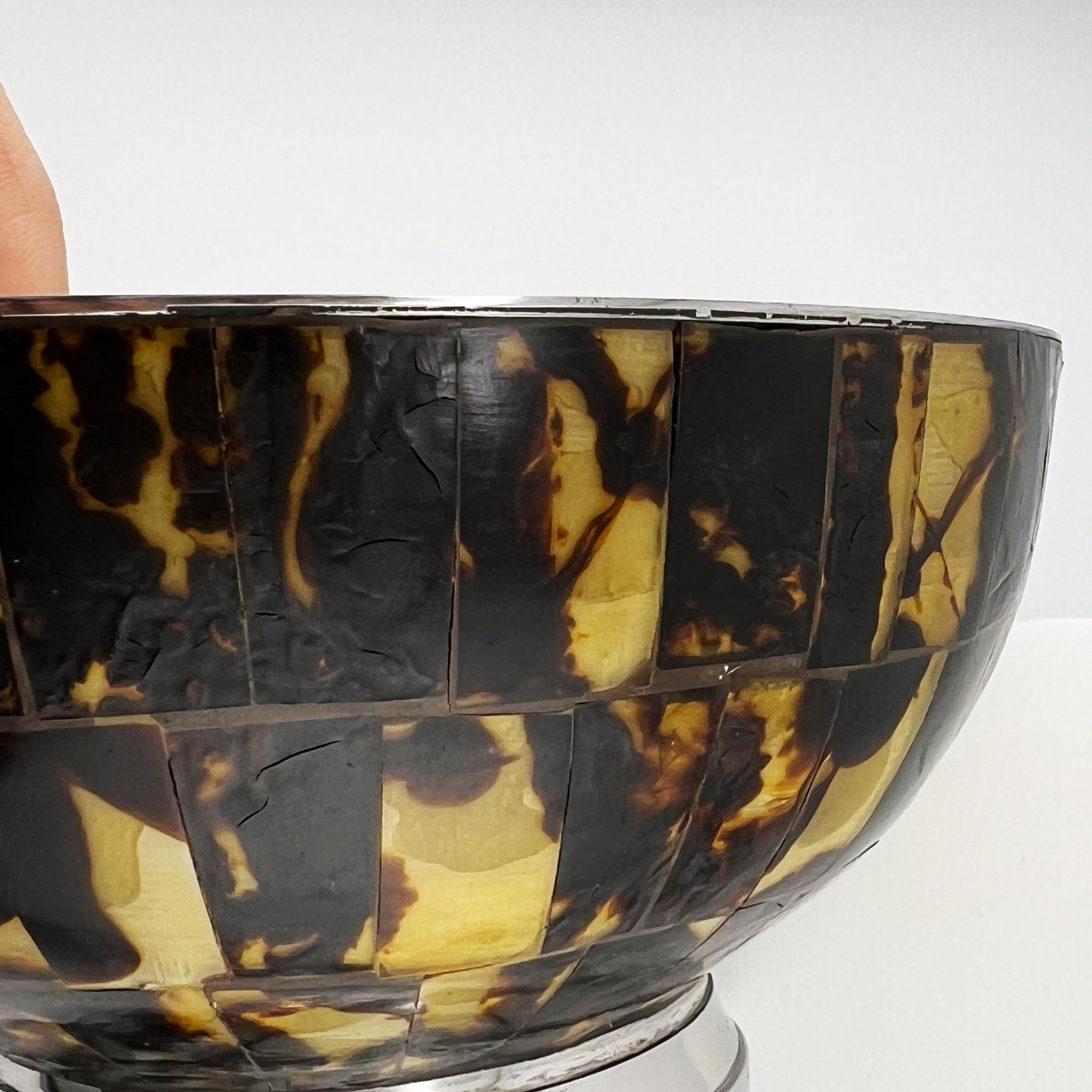 20th Century Ralph Lauren Faux Tortoiseshell and Nickel-Plated Centerpiece Bowl For Sale