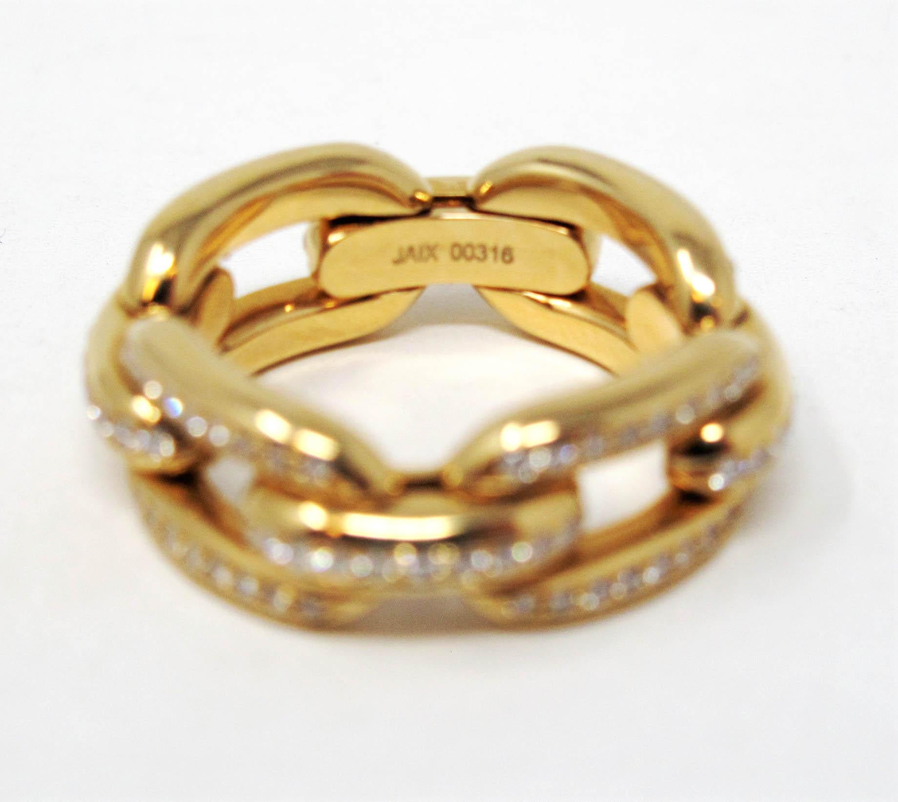 Ralph Lauren Flexible Pave Diamond Chunky Chain Band Ring in 18 Karat Rose Gold 1