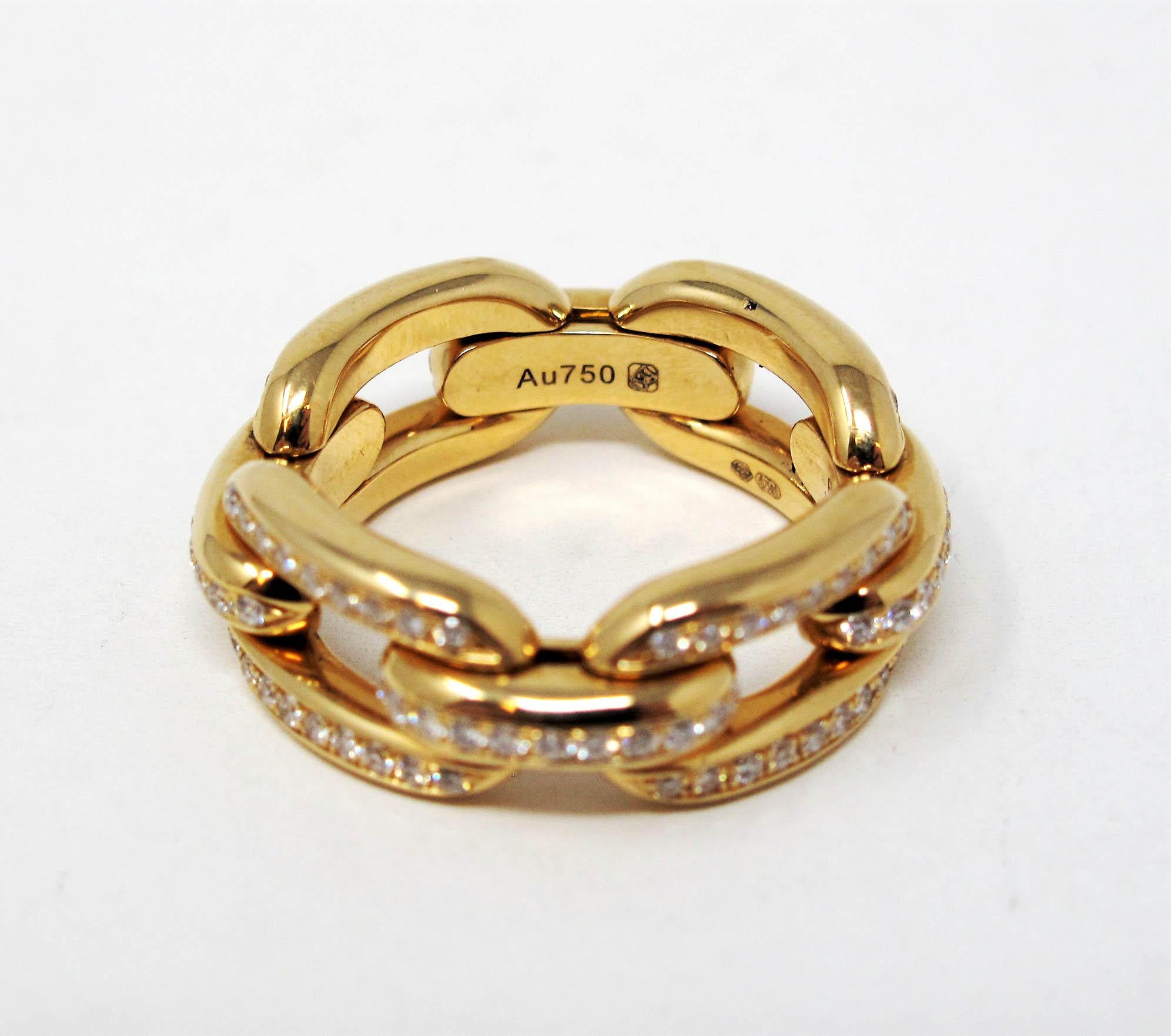 Ralph Lauren Flexible Pave Diamond Chunky Chain Band Ring in 18 Karat Rose Gold 2