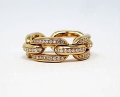 Ralph Lauren Flexible Pave Diamond Chunky Chain Band Ring in 18 Karat Rose Gold