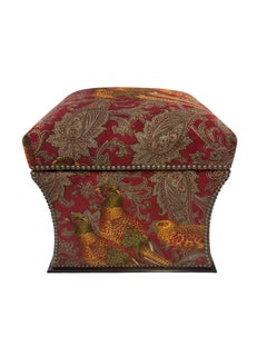 Ralph Lauren 'Florence' Ottoman in Buckthorn Paisley Fabric with Nailhead Trim