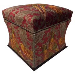 Ralph Lauren 'Florence' Ottoman in Buckthorn Paisley Fabric with Nailhead Trim
