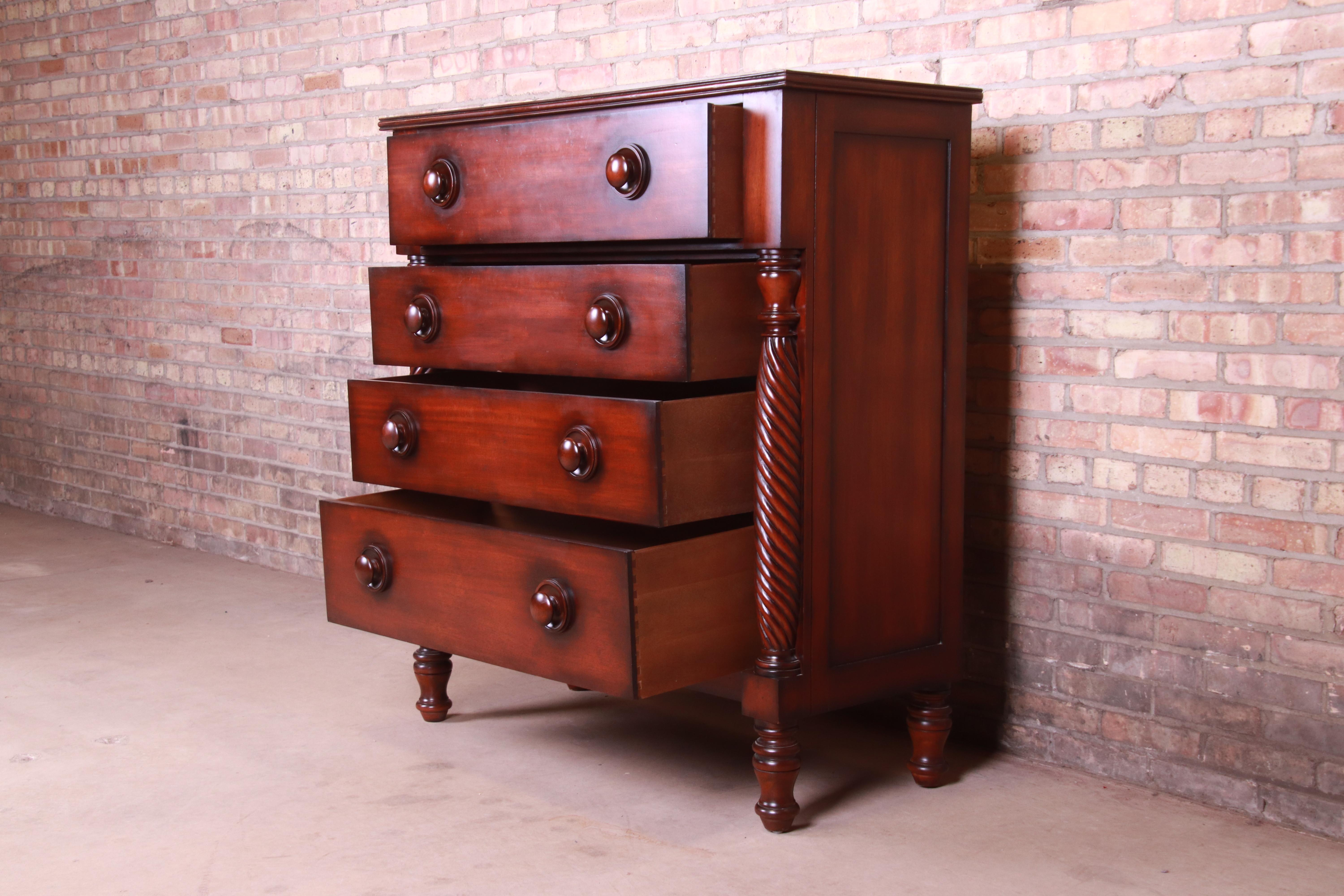 Ralph Lauren for Henredon American Empire Carved Mahogany Highboy Dresser In Good Condition In South Bend, IN