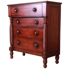 Vintage Ralph Lauren for Henredon American Empire Carved Mahogany Highboy Dresser