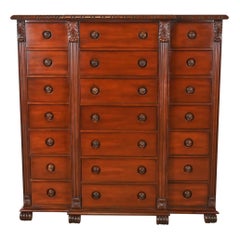 Ralph Lauren pour Henredon Commode 21 tiroirs en acajou néoclassique