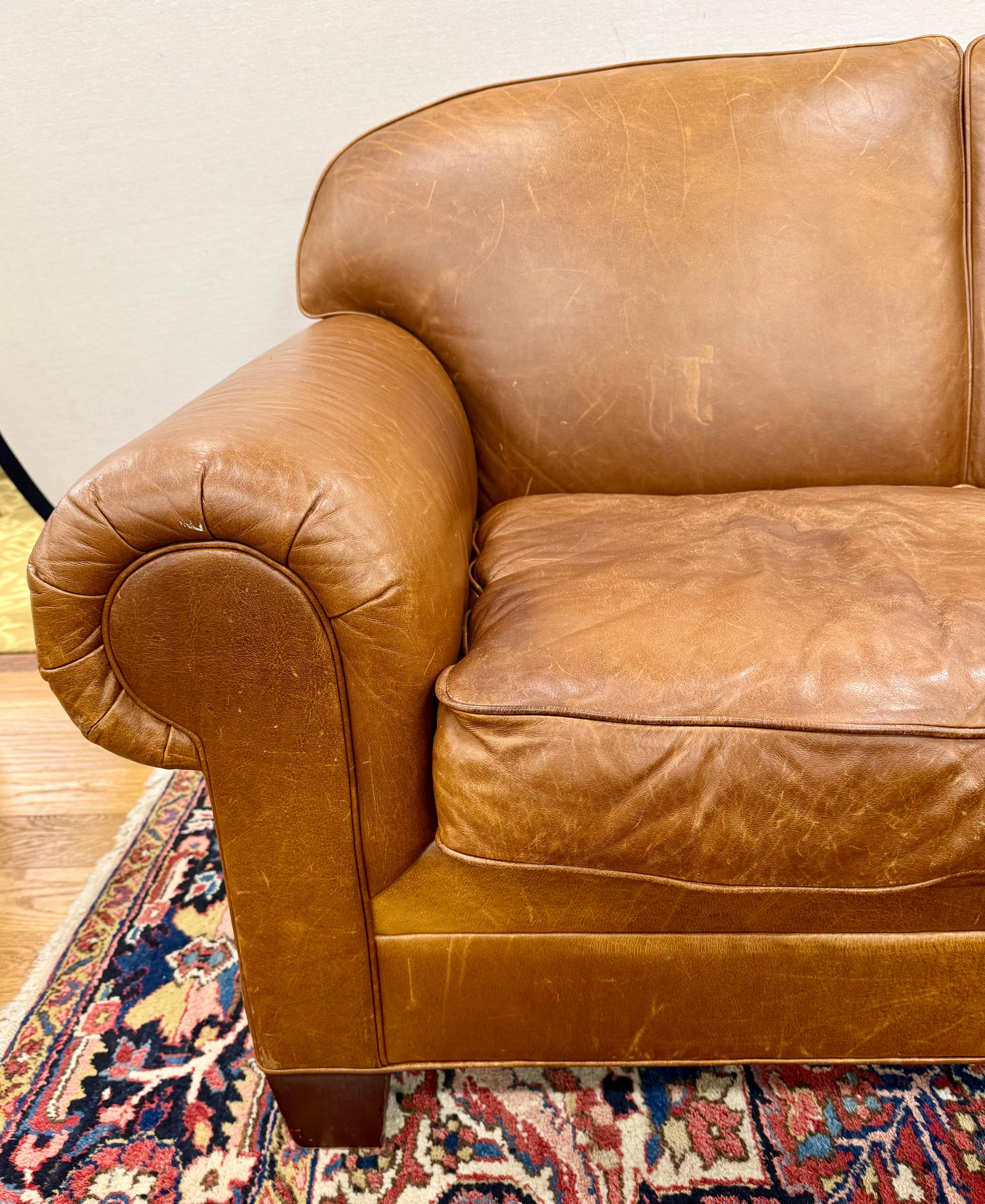 Late 20th Century Ralph Lauren Leather Three Seater Sofa For Sale
