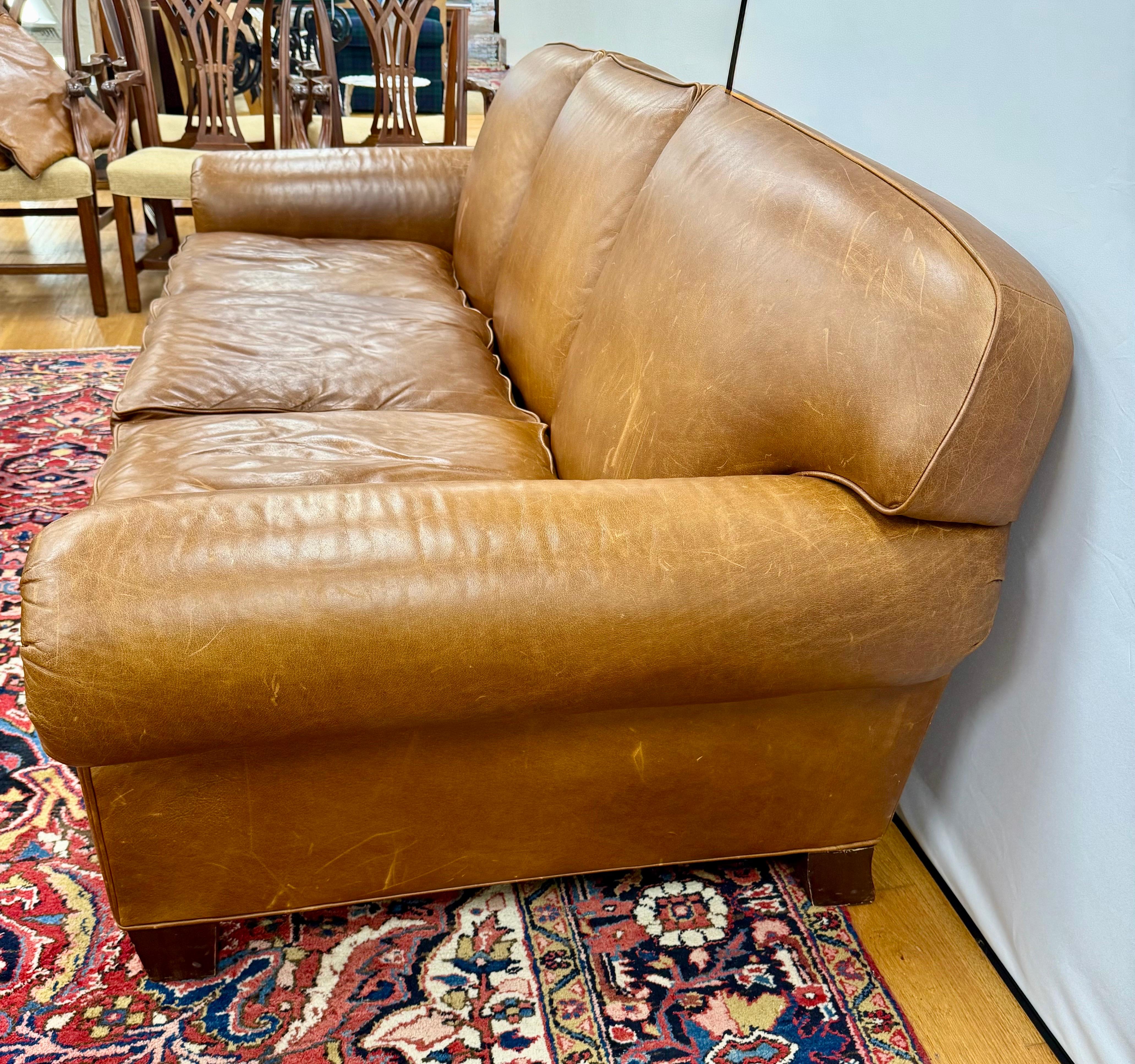 Ralph Lauren Leather Three Seater Sofa For Sale 1