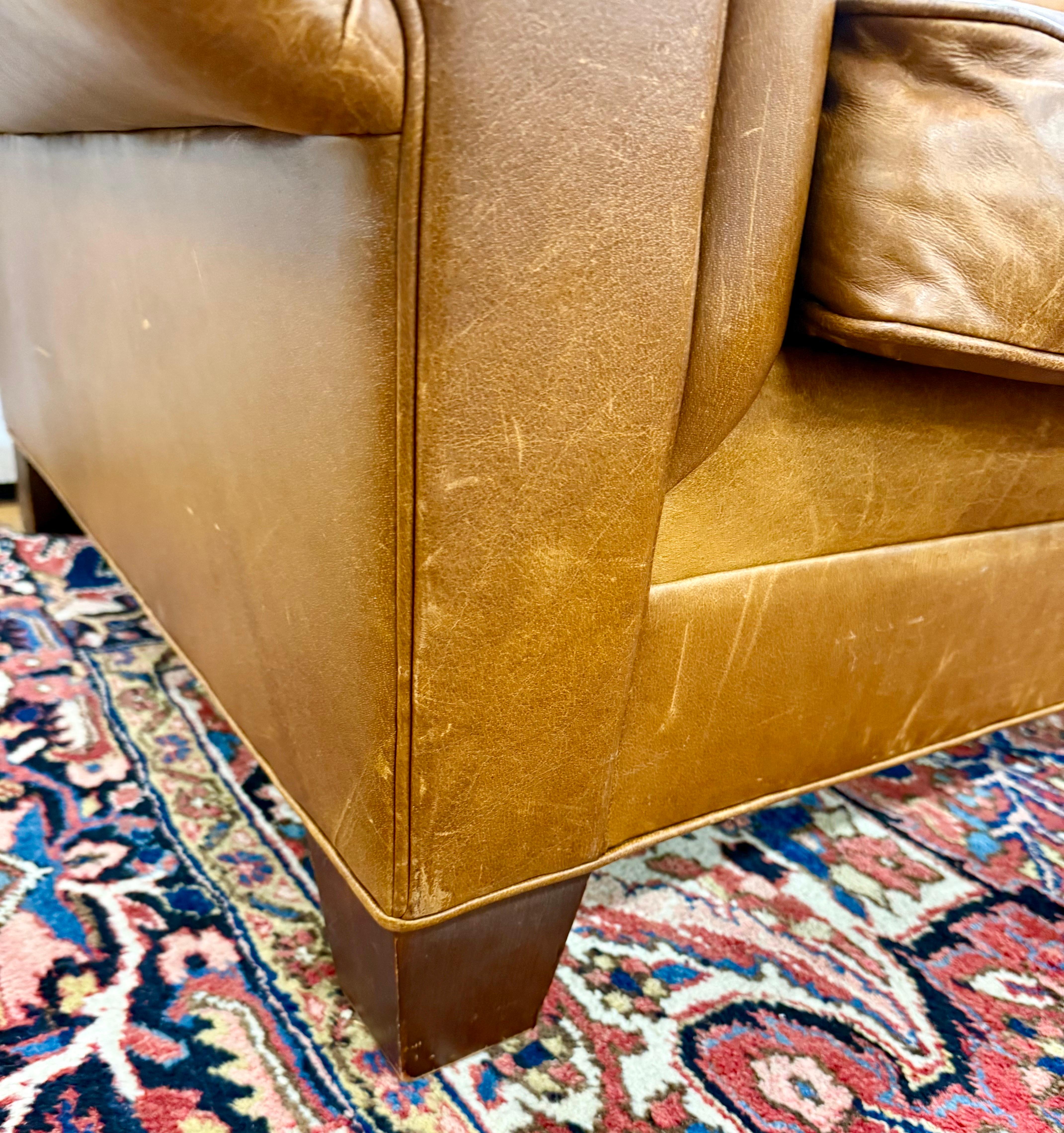 Ralph Lauren Leather Three Seater Sofa For Sale 4
