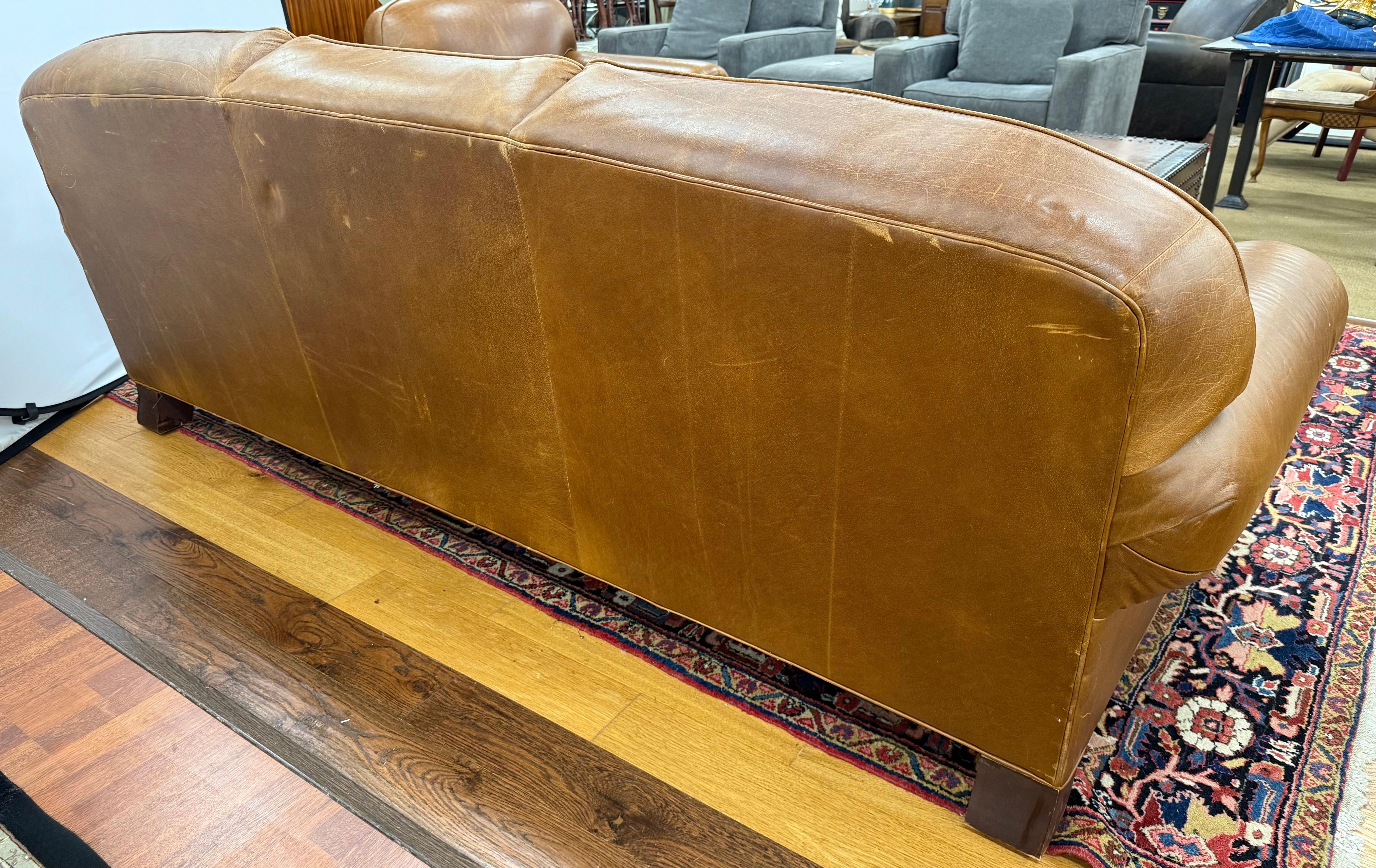 Ralph Lauren Leather Three Seater Sofa For Sale 5
