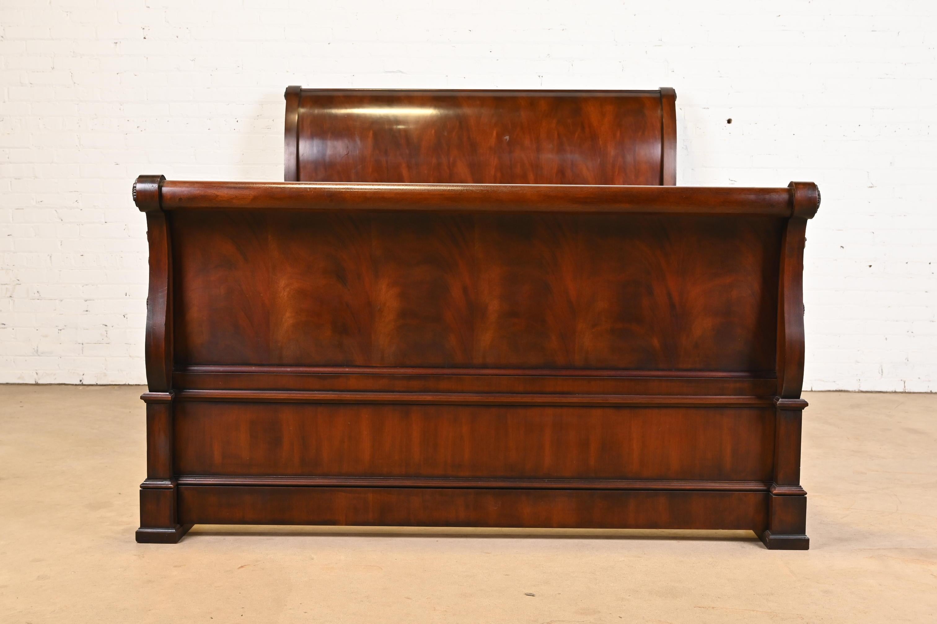 American Ralph Lauren French Provincial Louis Philippe Mahogany Queen Size Sleigh Bed